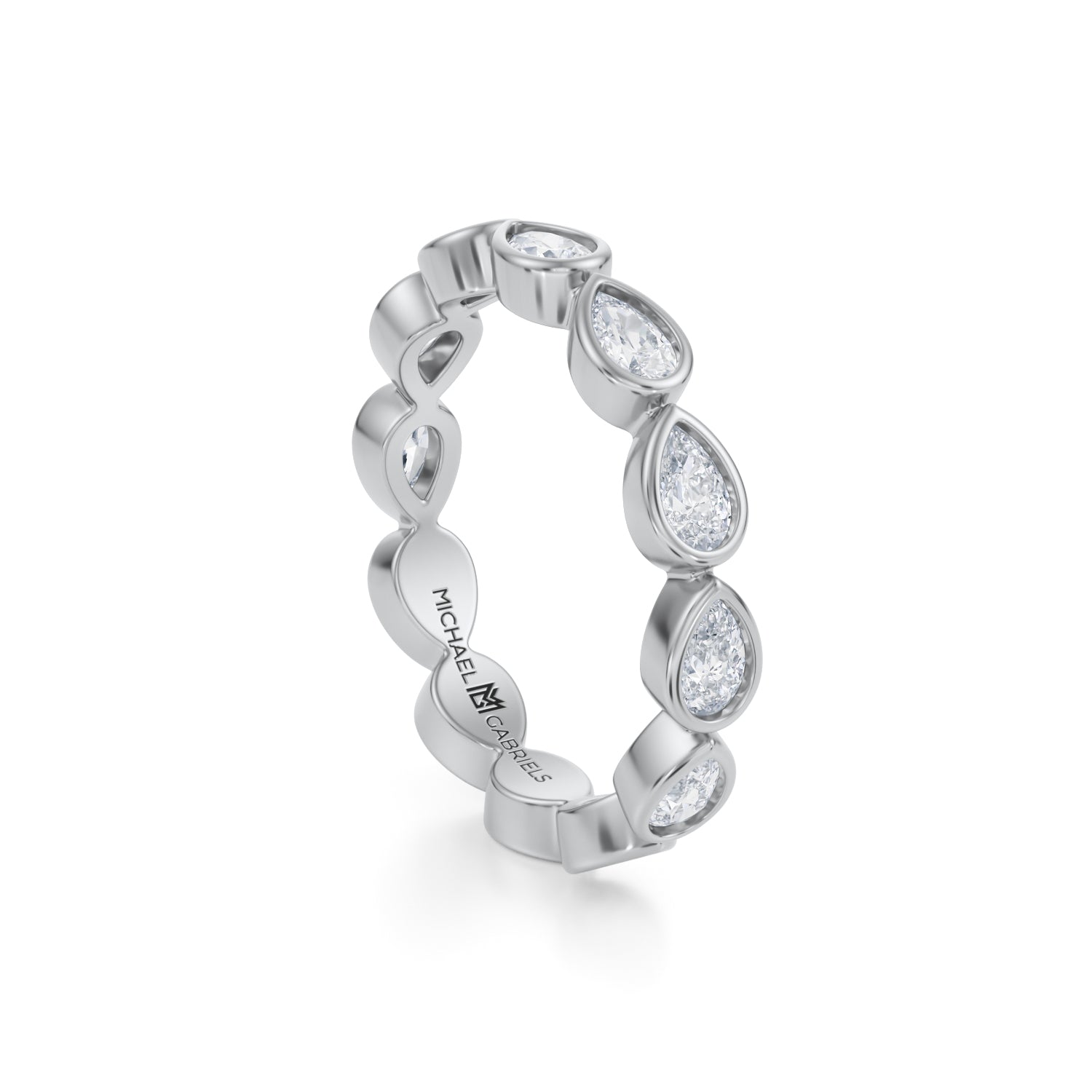 Pear Bezel Lab Grown Diamond Horizontal Eternity Band - Petite - Michael Gabriels
