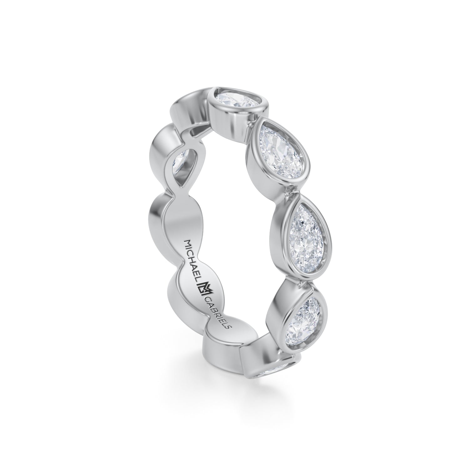 Pear Bezel Lab Grown Diamond Horizontal Eternity Band - Small - Michael Gabriels