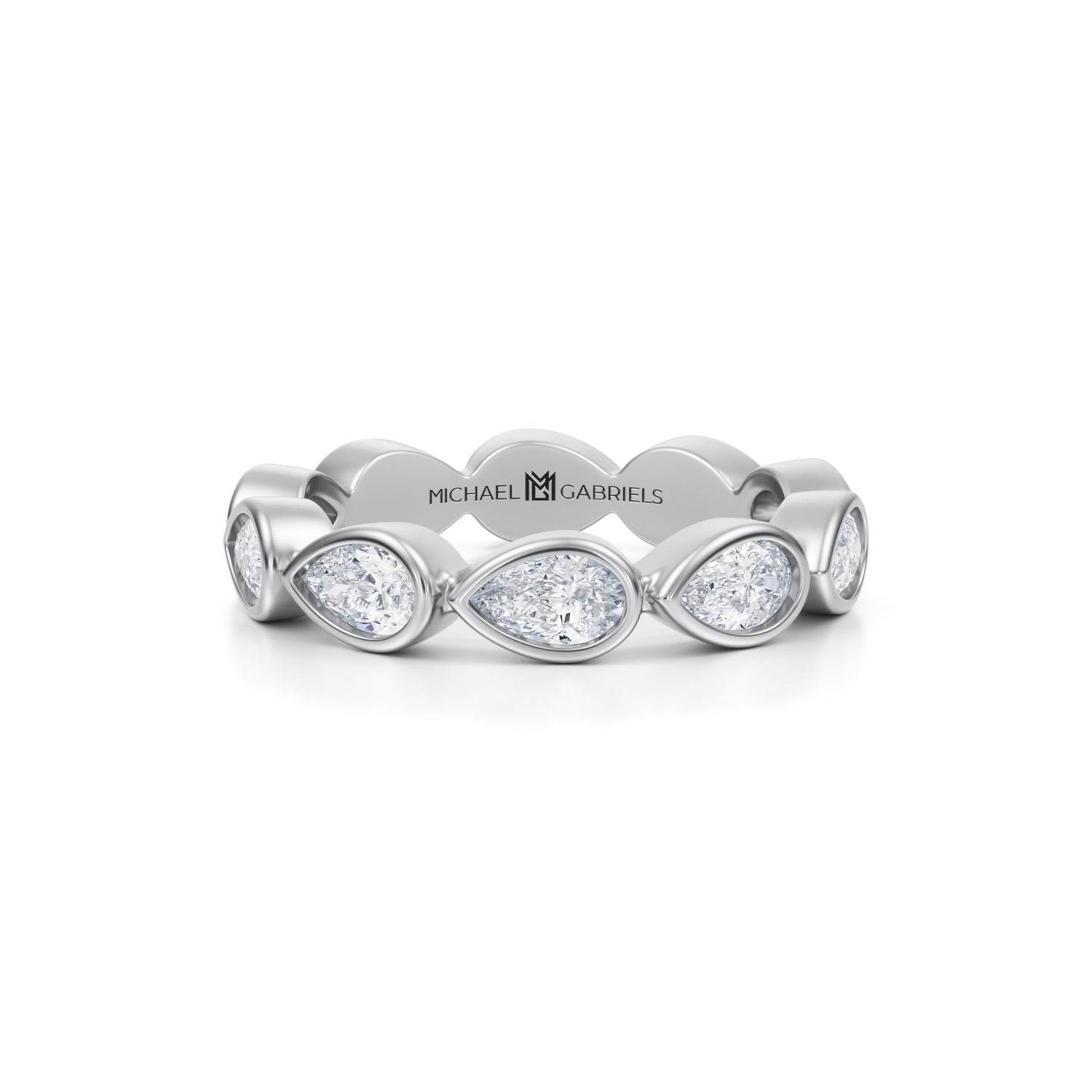 Pear Bezel Lab Grown Diamond Horizontal Eternity Band - Small - Michael Gabriels