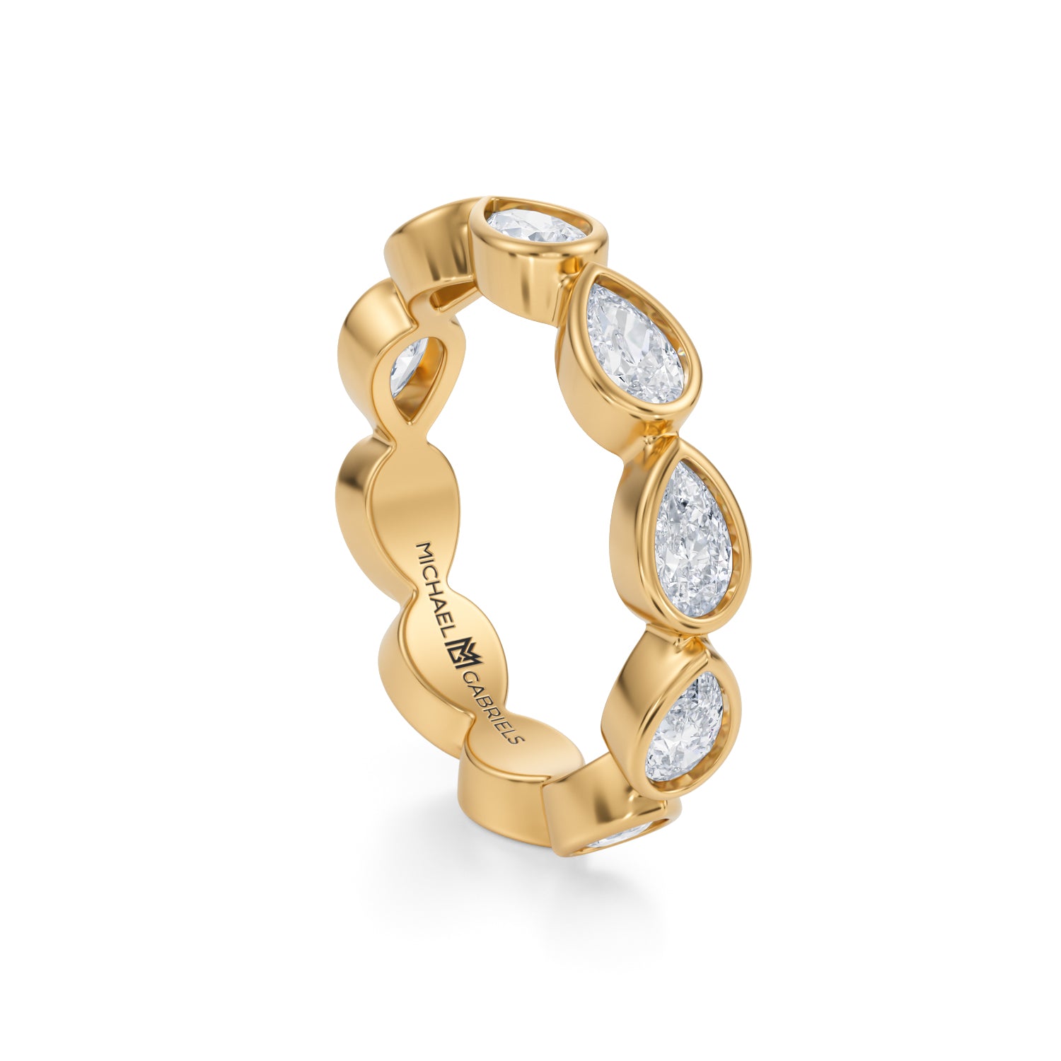 Pear Bezel Lab Grown Diamond Horizontal Eternity Band - Small - Michael Gabriels