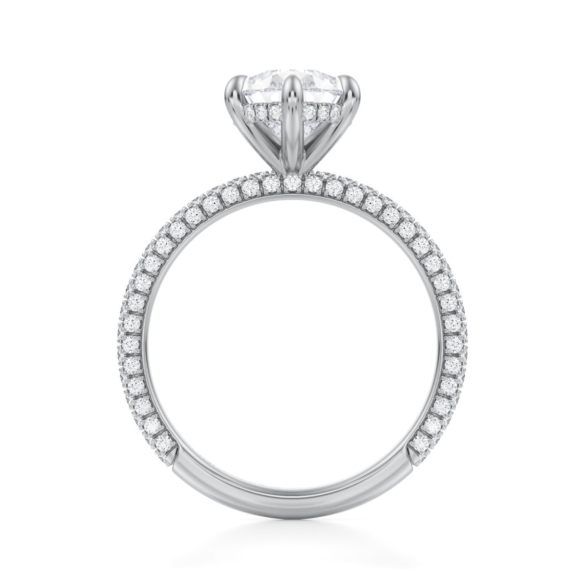Pear Invisible Halo With Trio Pave Ring (3.70 Carat F-VS1) - Michael Gabriels