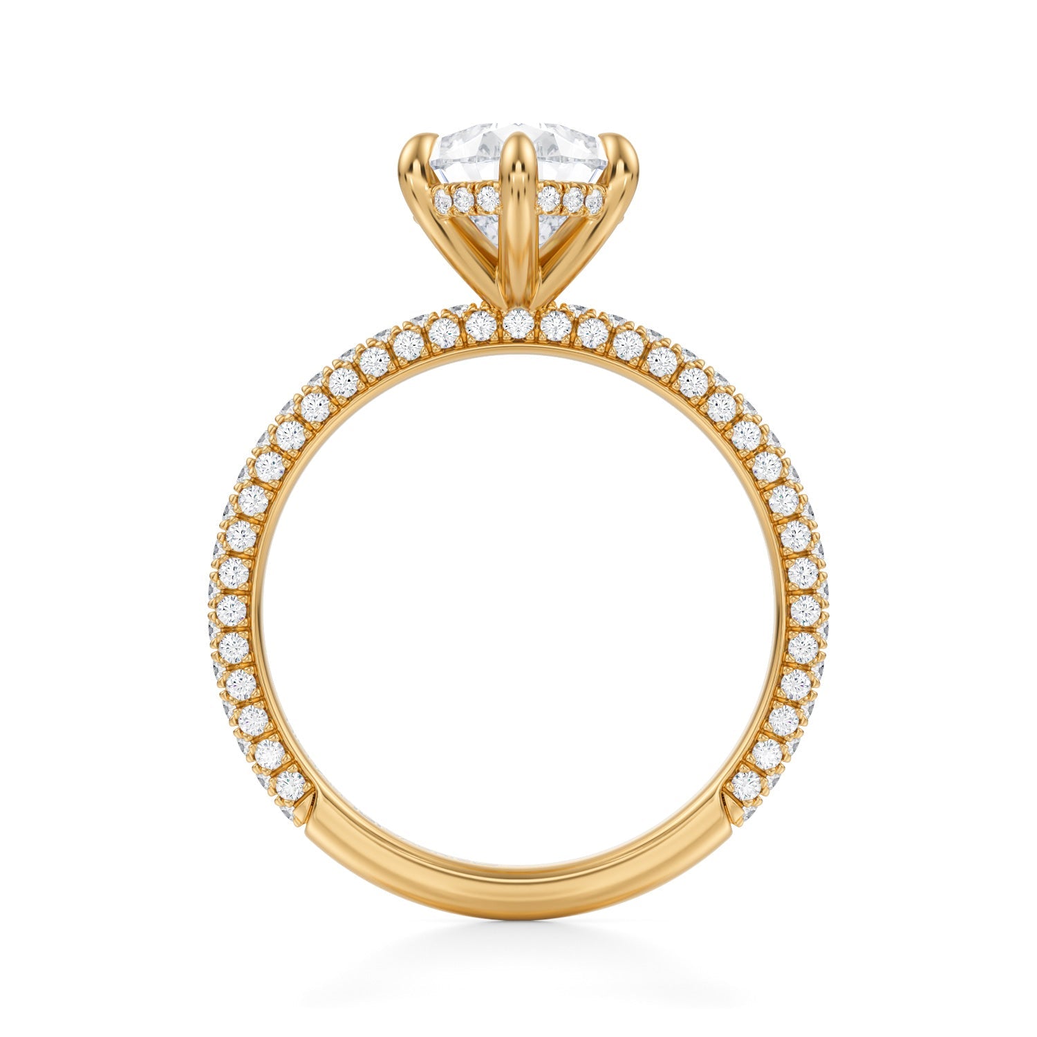 Pear Invisible Halo With Trio Pave Ring (3.70 Carat F-VS1) - Michael Gabriels