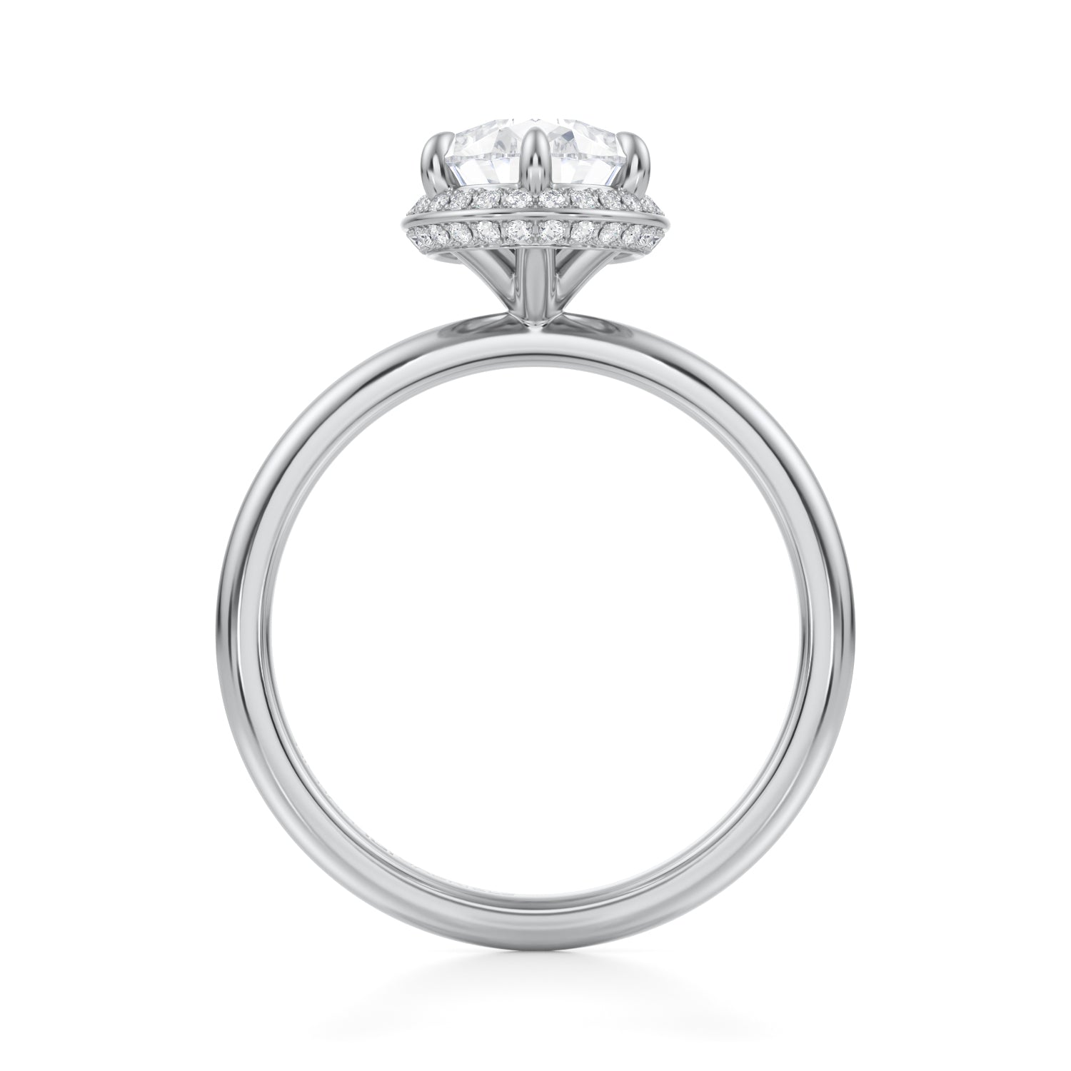 Pear Knife Edge Halo With Solitaire Ring (1.40 Carat F-VS1) - Michael Gabriels