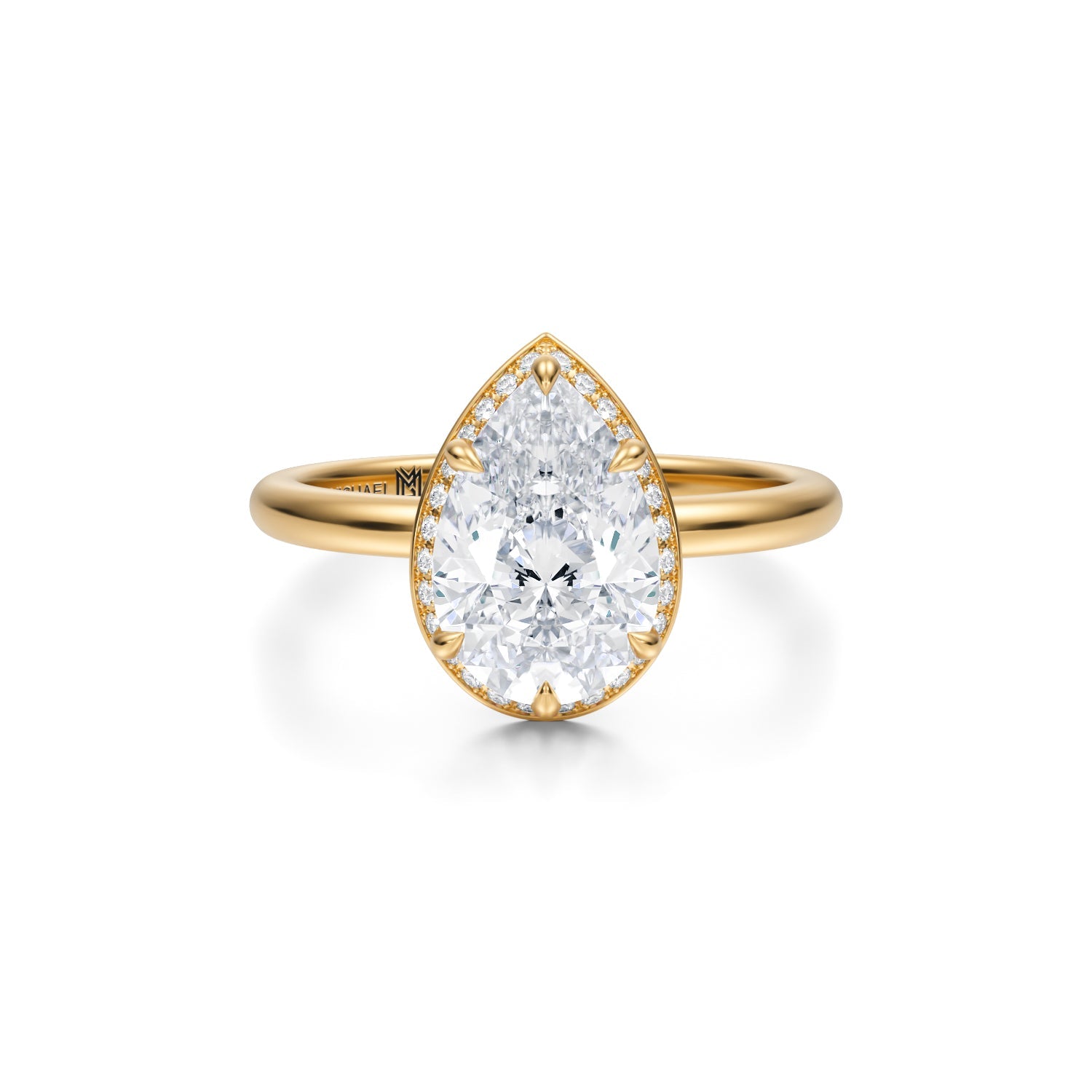 Pear Knife Edge Halo With Solitaire Ring (1.50 Carat F-VVS2) - Michael Gabriels