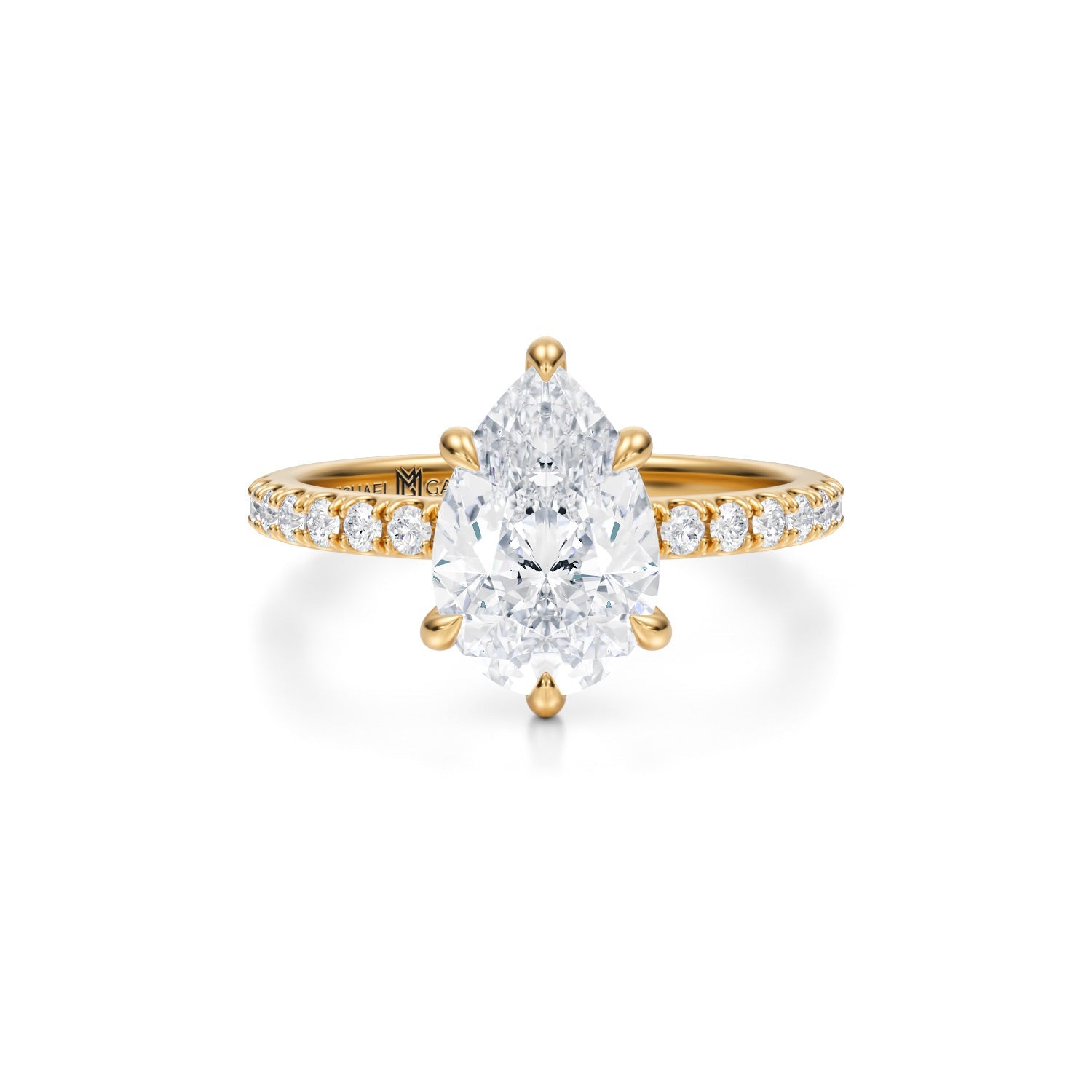 Pear Modern Pave Ring (1.40 Carat E-VVS2) - Michael Gabriels
