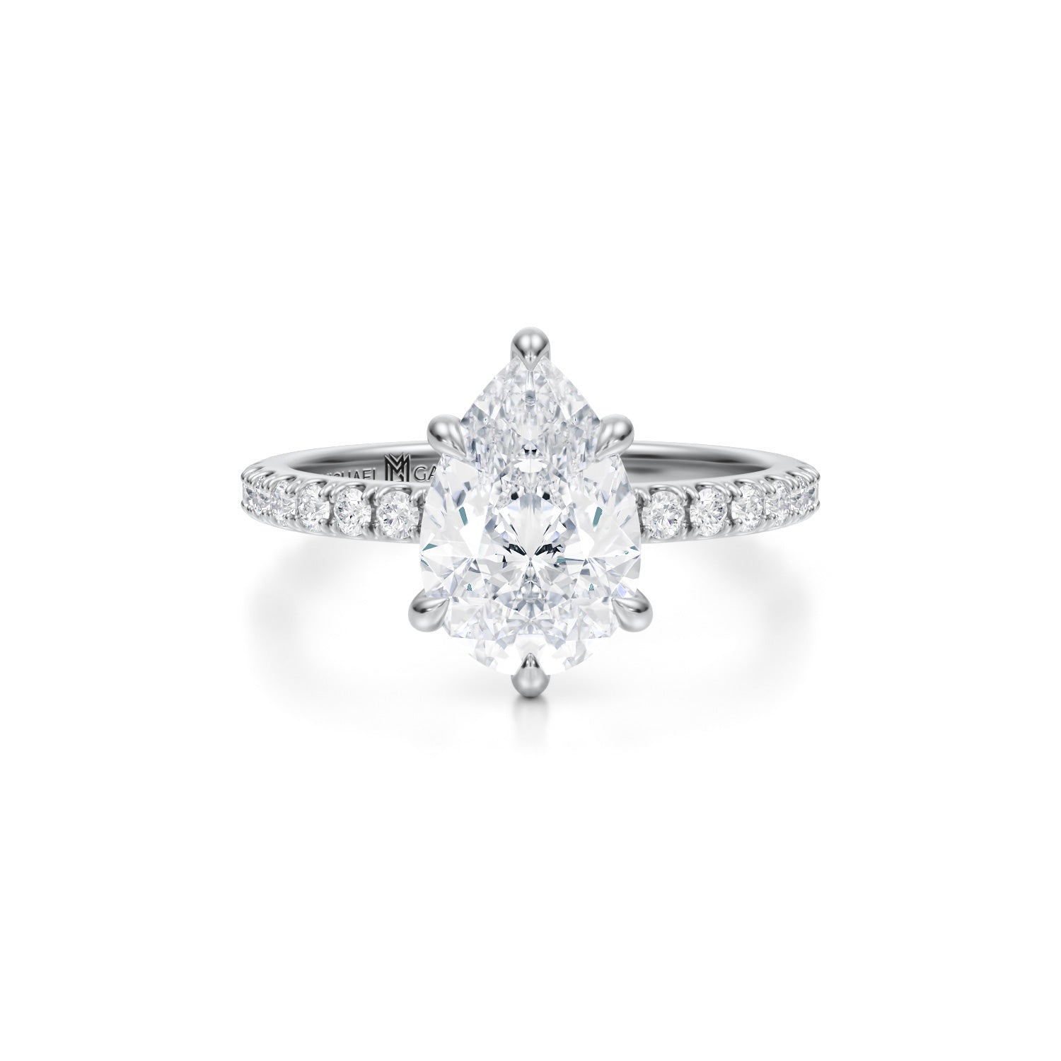 Pear Modern Pave Ring (1.40 Carat E-VVS2) - Michael Gabriels