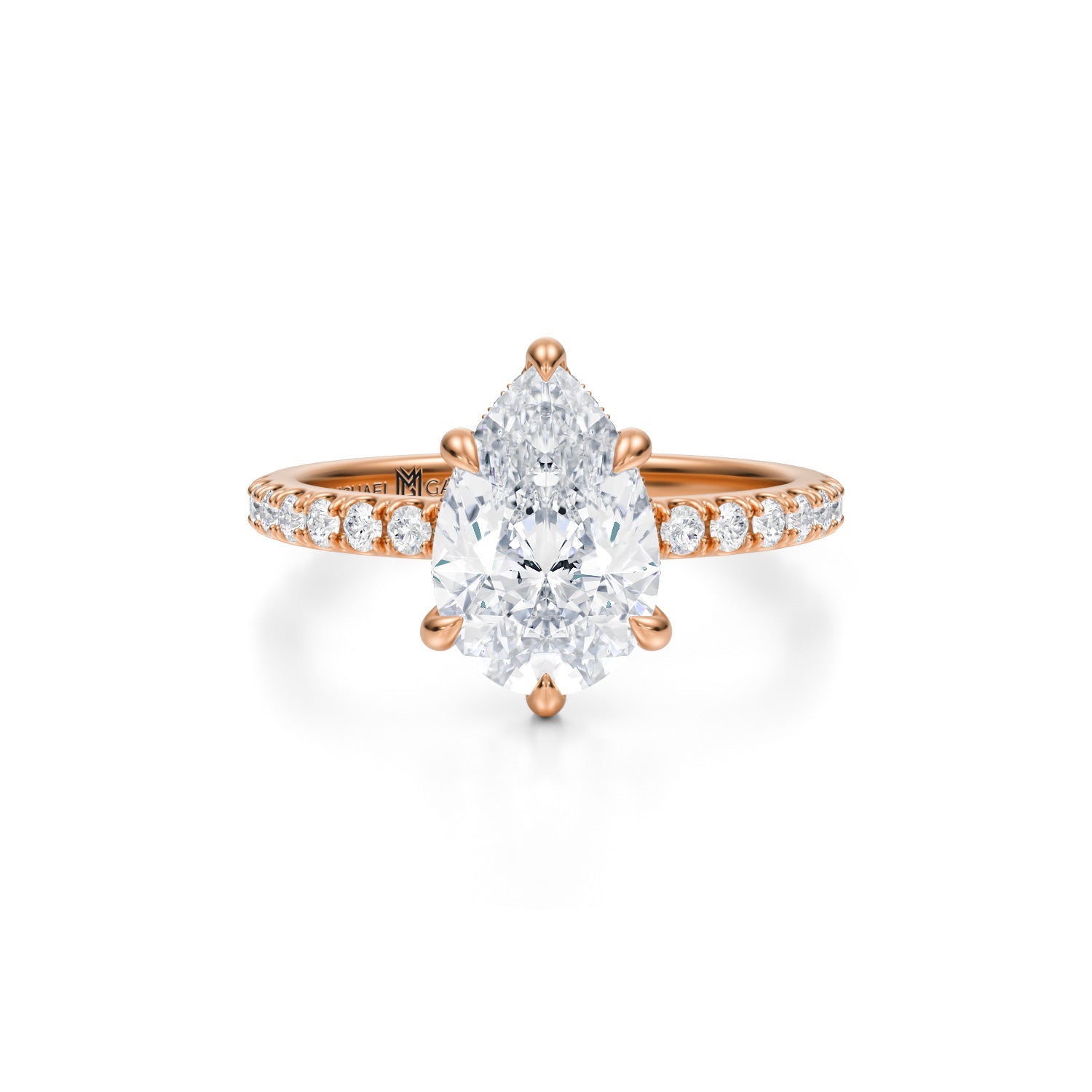 Pear Pave Basket With Pave Ring (2.20 Carat E-VVS2) - Michael Gabriels