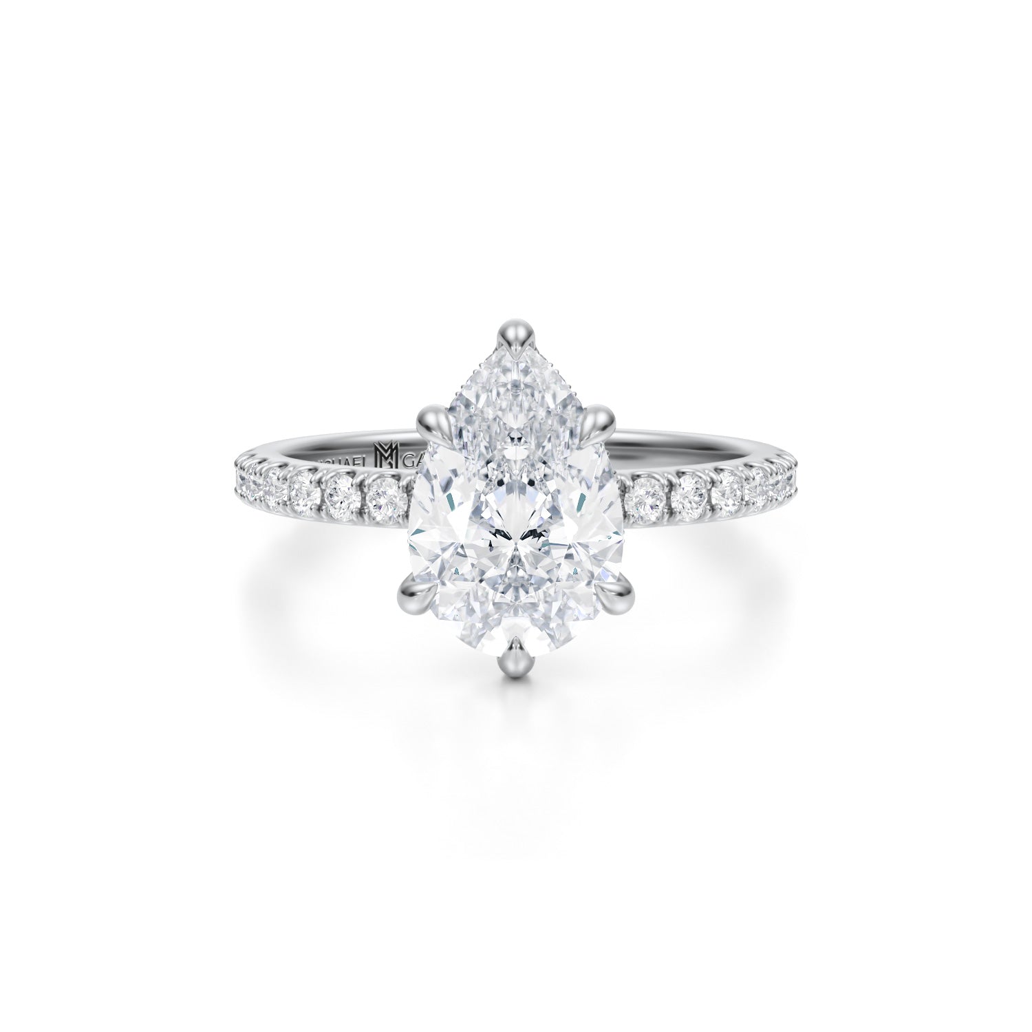 Pear Pave Basket With Pave Ring (3.20 Carat G-VS1) - Michael Gabriels