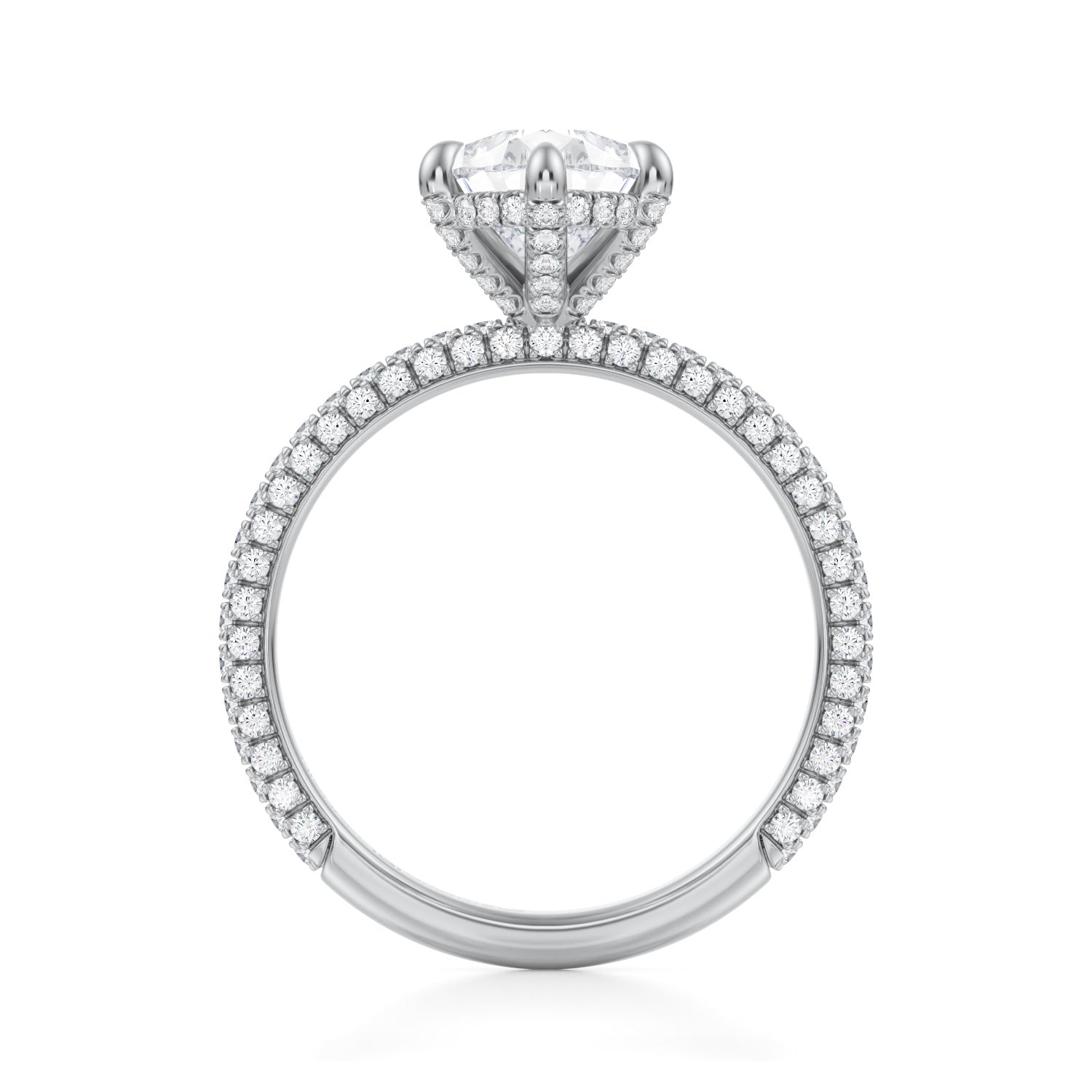 Pear Pave Basket With Trio Pave Ring (2.00 Carat G-VVS2) - Michael Gabriels