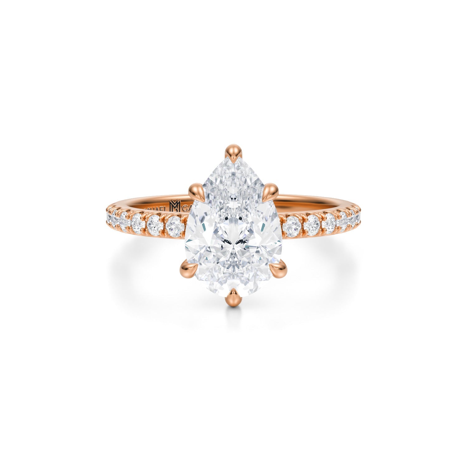Pear Pave Ring With Pave Prongs (1.20 Carat F-VVS2) - Michael Gabriels