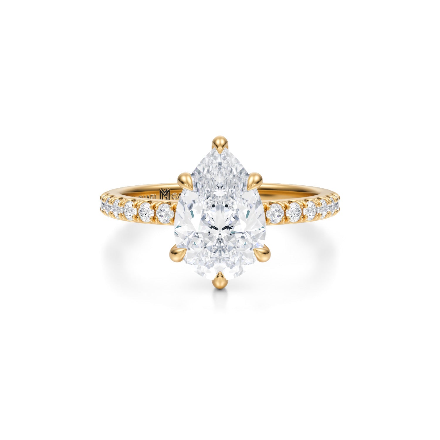 Pear Pave Ring With Pave Prongs (2.40 Carat E-VS1) - Michael Gabriels