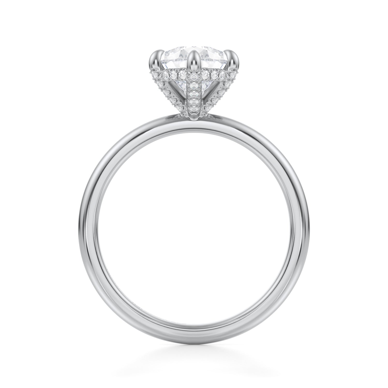 Pear Solitaire Ring With Pave Basket (3.20 Carat D-VVS2) - Michael Gabriels