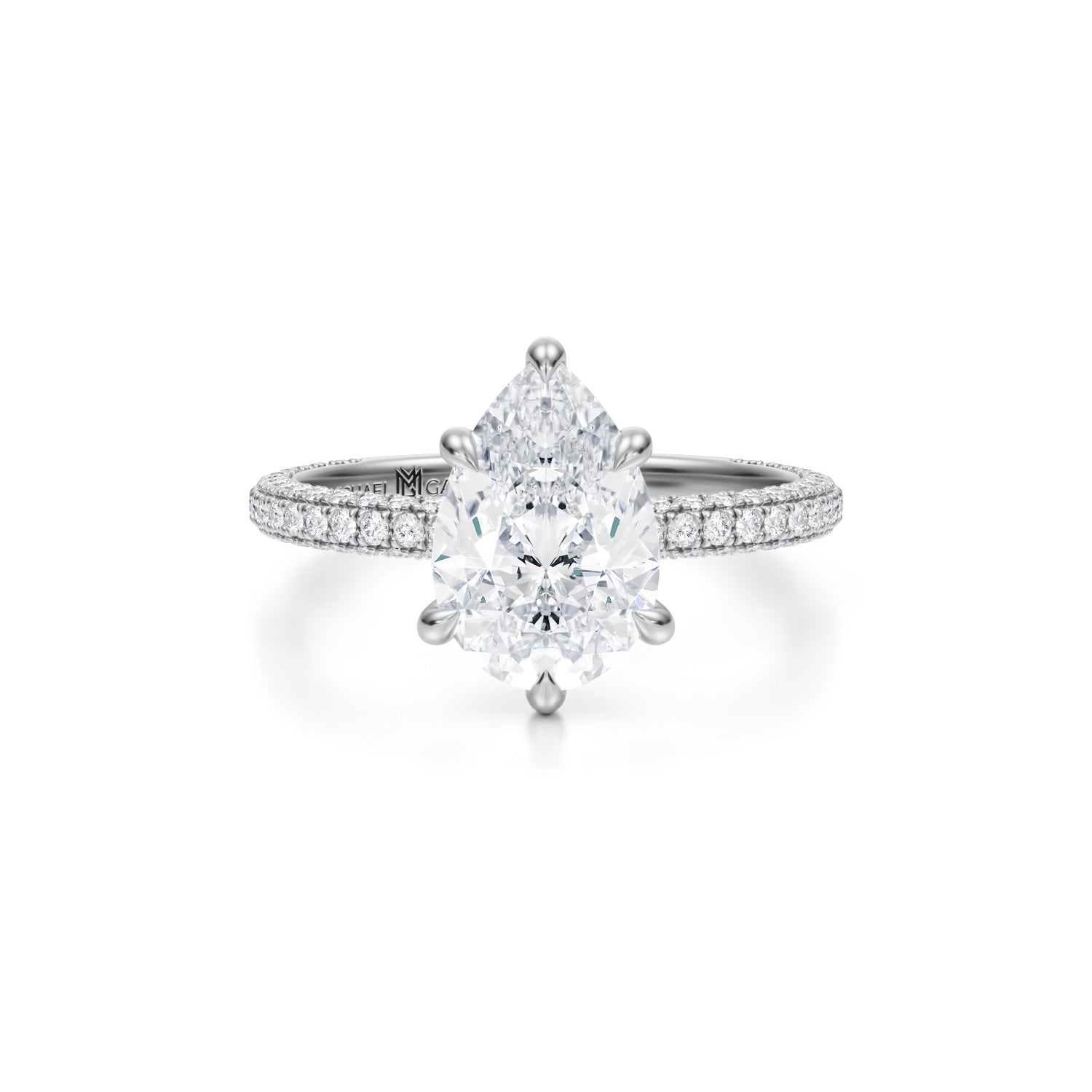 Pear Trio Pave Ring (3.20 Carat G-VS1) - Michael Gabriels