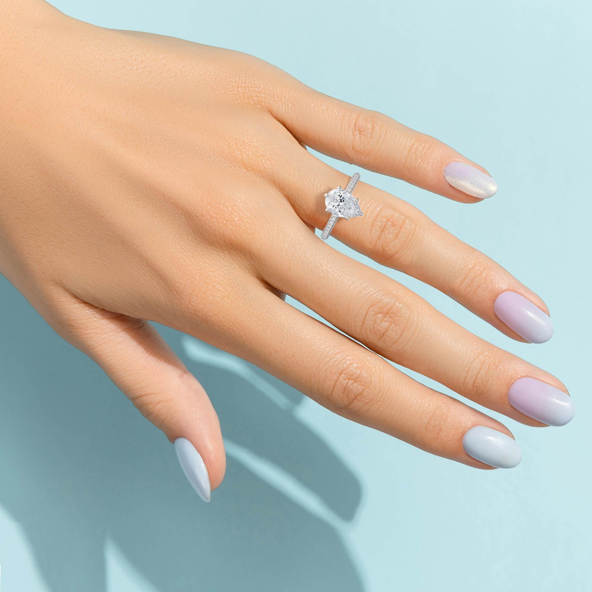 Pear Trio Pave Ring With Pave Prongs (1.70 Carat D-VVS2) - Michael Gabriels