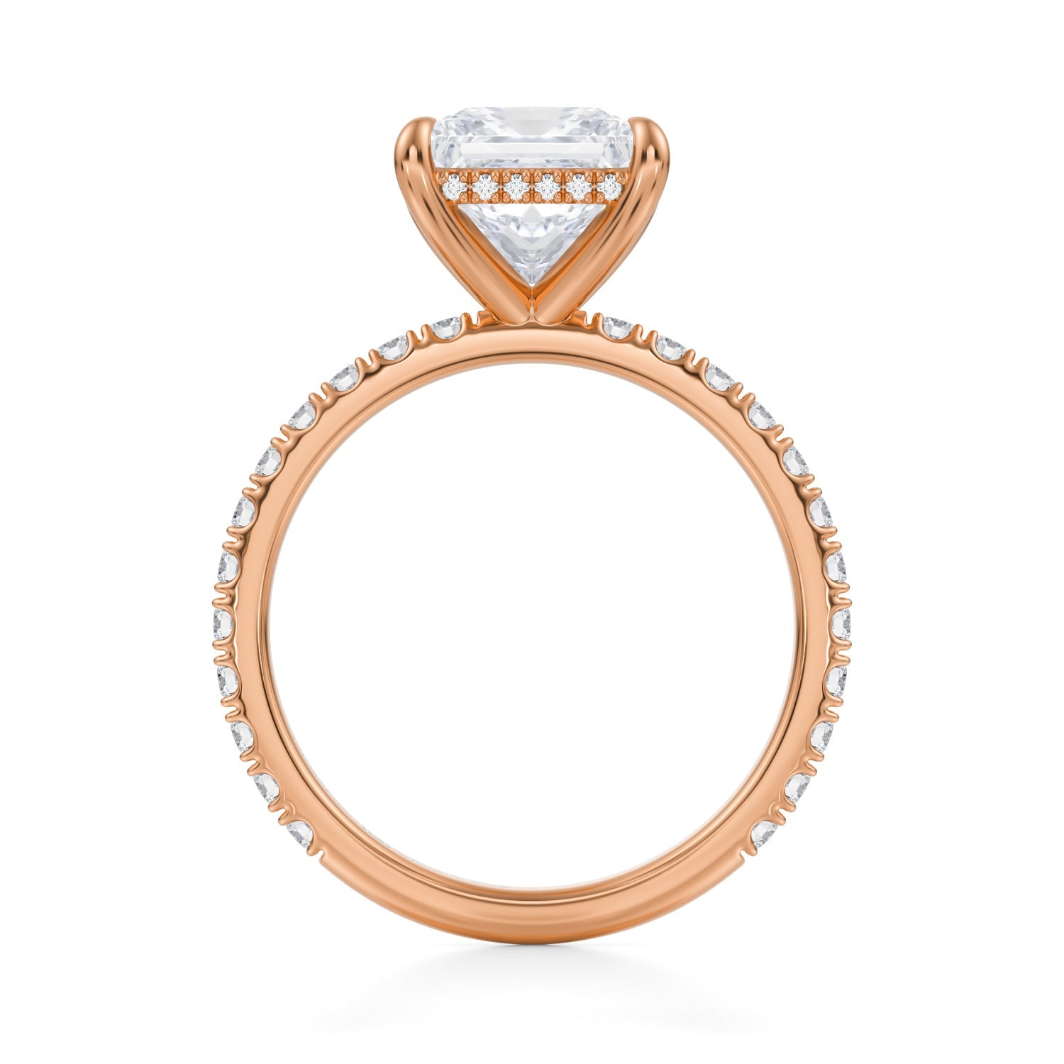 Princess Invisible Halo With Pave Ring (1.70 Carat G-VVS2) - Michael Gabriels
