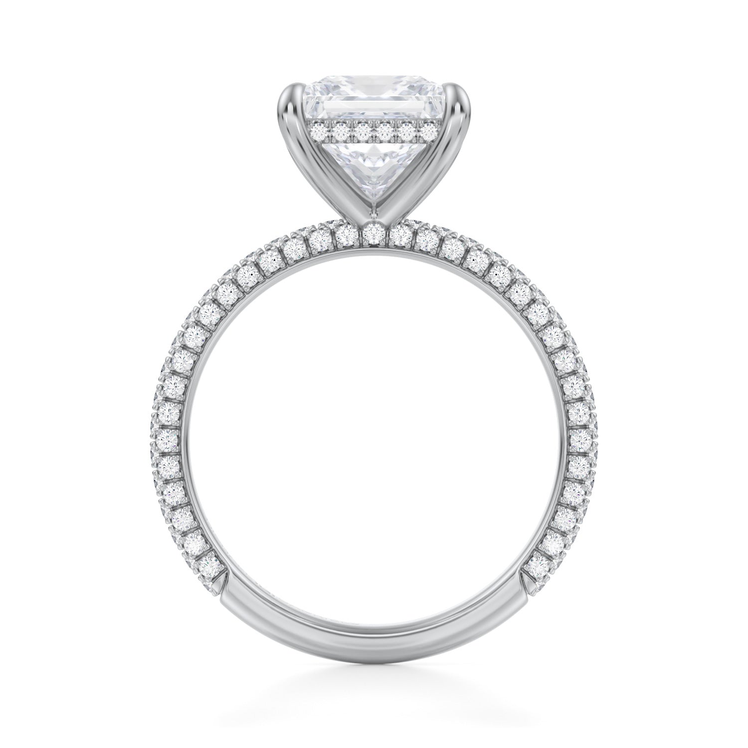 Princess Invisible Halo With Trio Pave Ring (2.00 Carat F-VS1) - Michael Gabriels