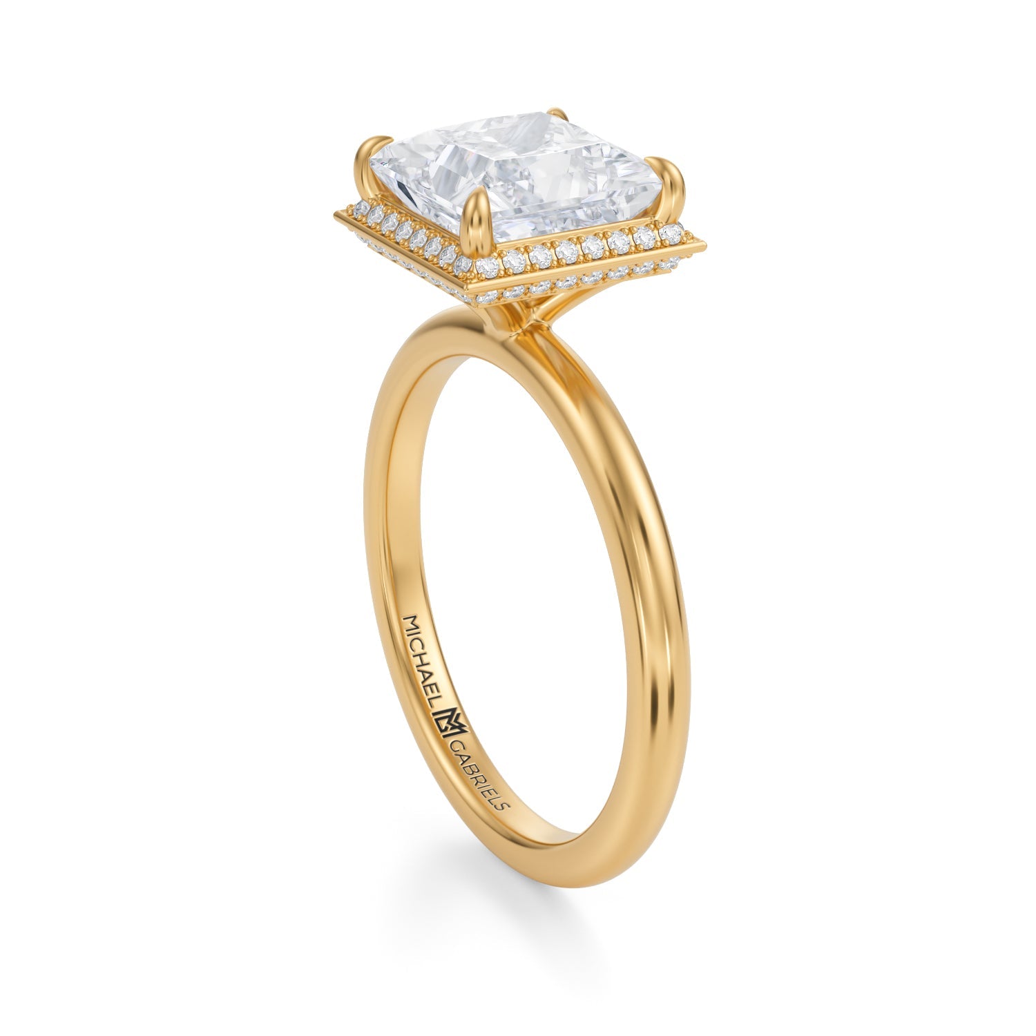 Princess Knife Edge Halo With Solitaire Ring (3.70 Carat E-VVS2) - Michael Gabriels