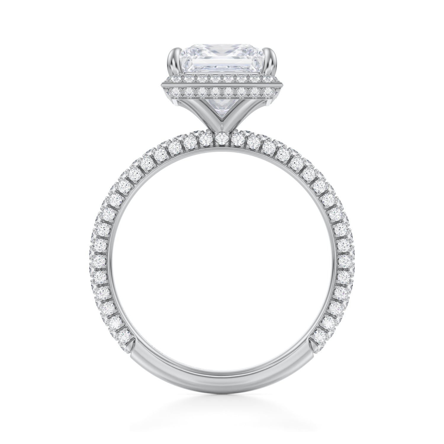Princess Knife Edge Halo With Trio Pave Ring (2.20 Carat E-VS1) - Michael Gabriels