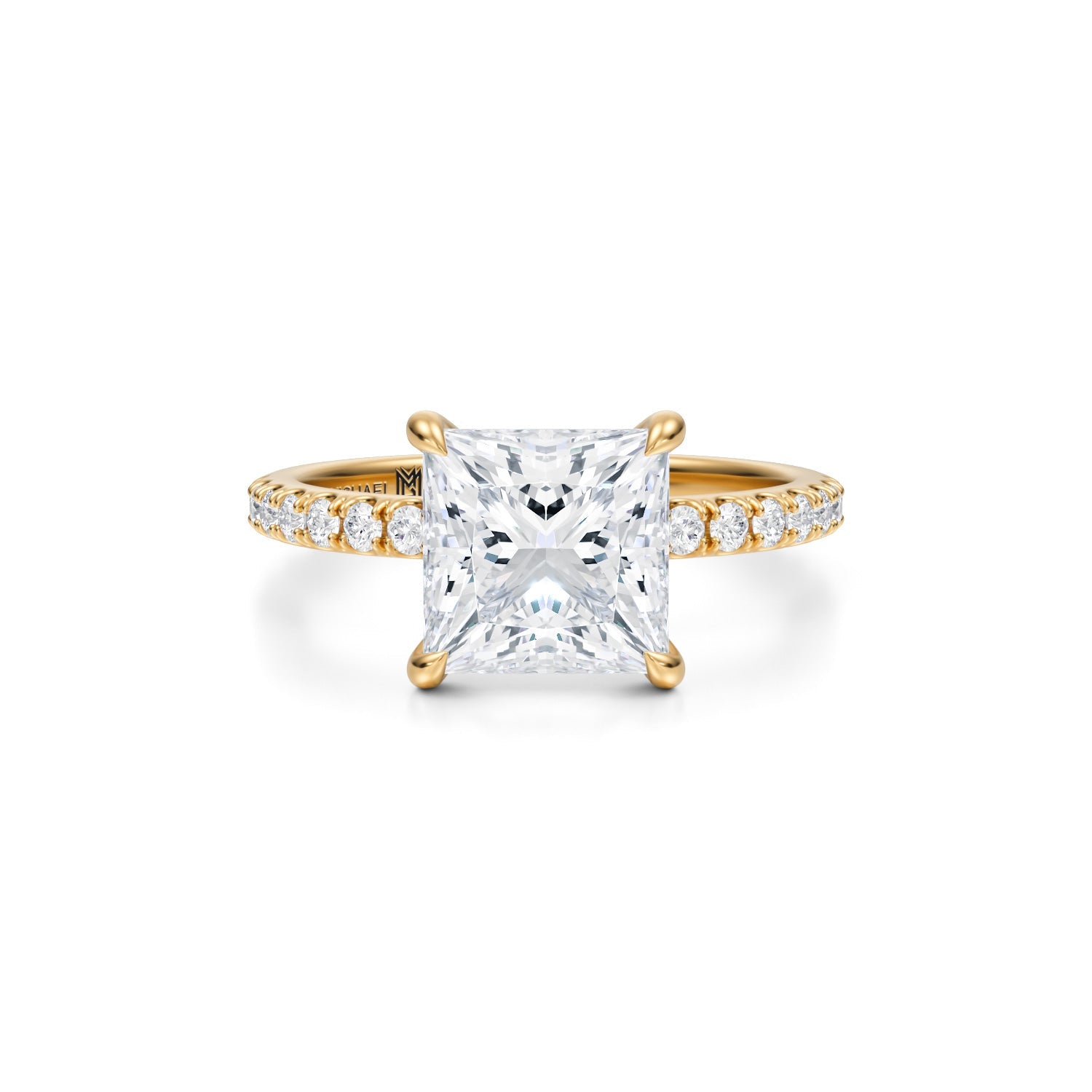 Princess Modern Pave Ring (3.40 Carat F-VVS2) - Michael Gabriels