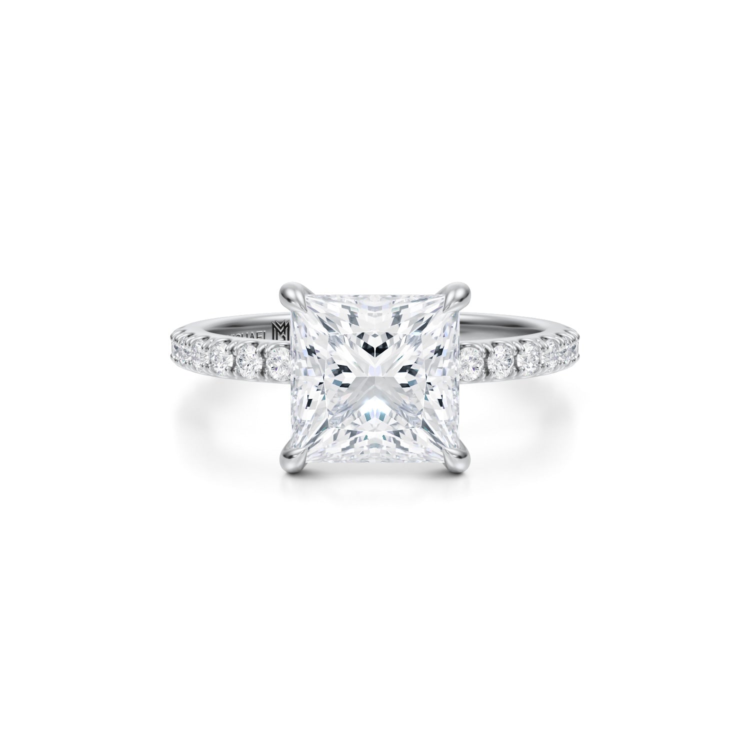 Princess Modern Pave Ring (3.50 Carat E-VVS2) - Michael Gabriels