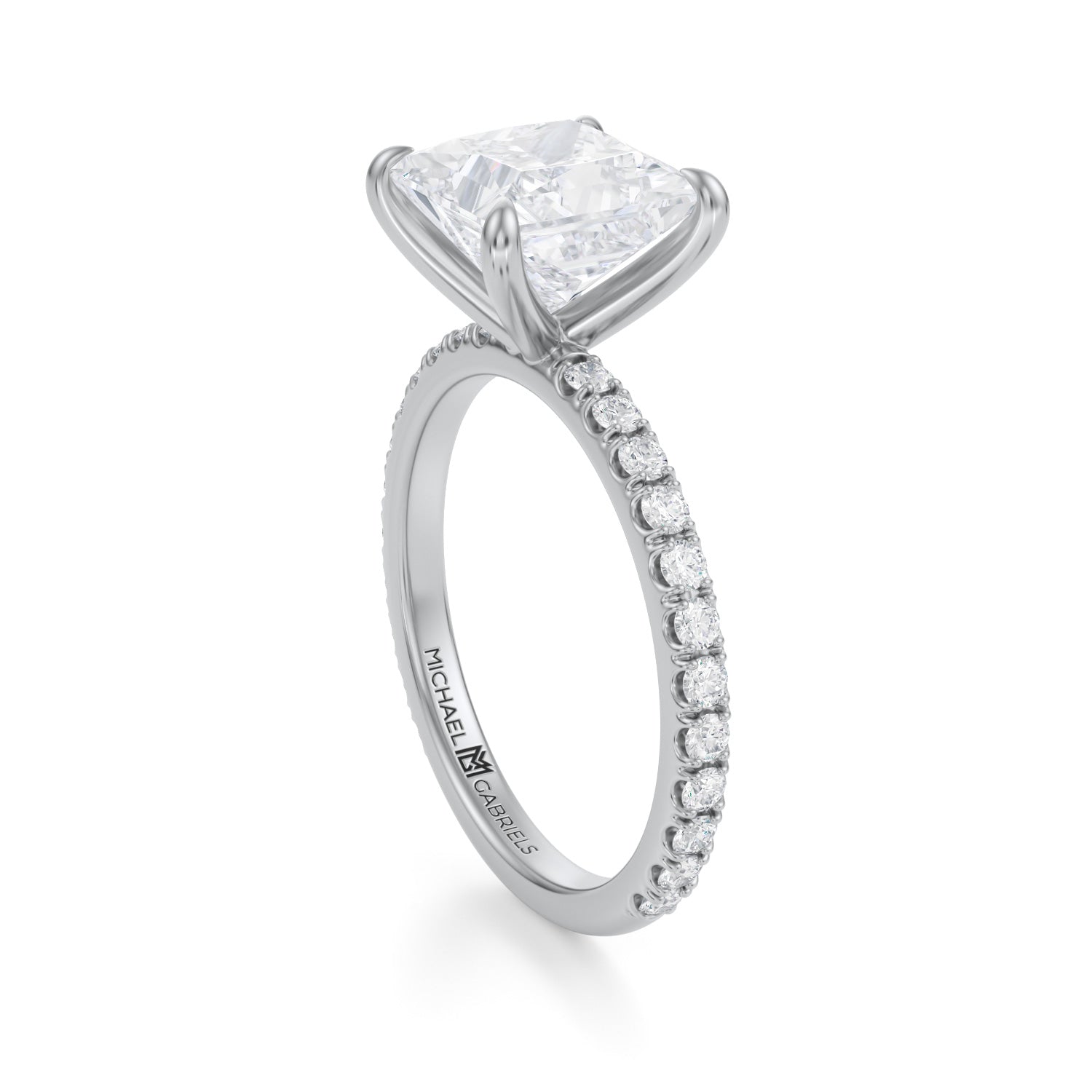 Princess Modern Pave Ring (3.70 Carat F-VVS2) - Michael Gabriels