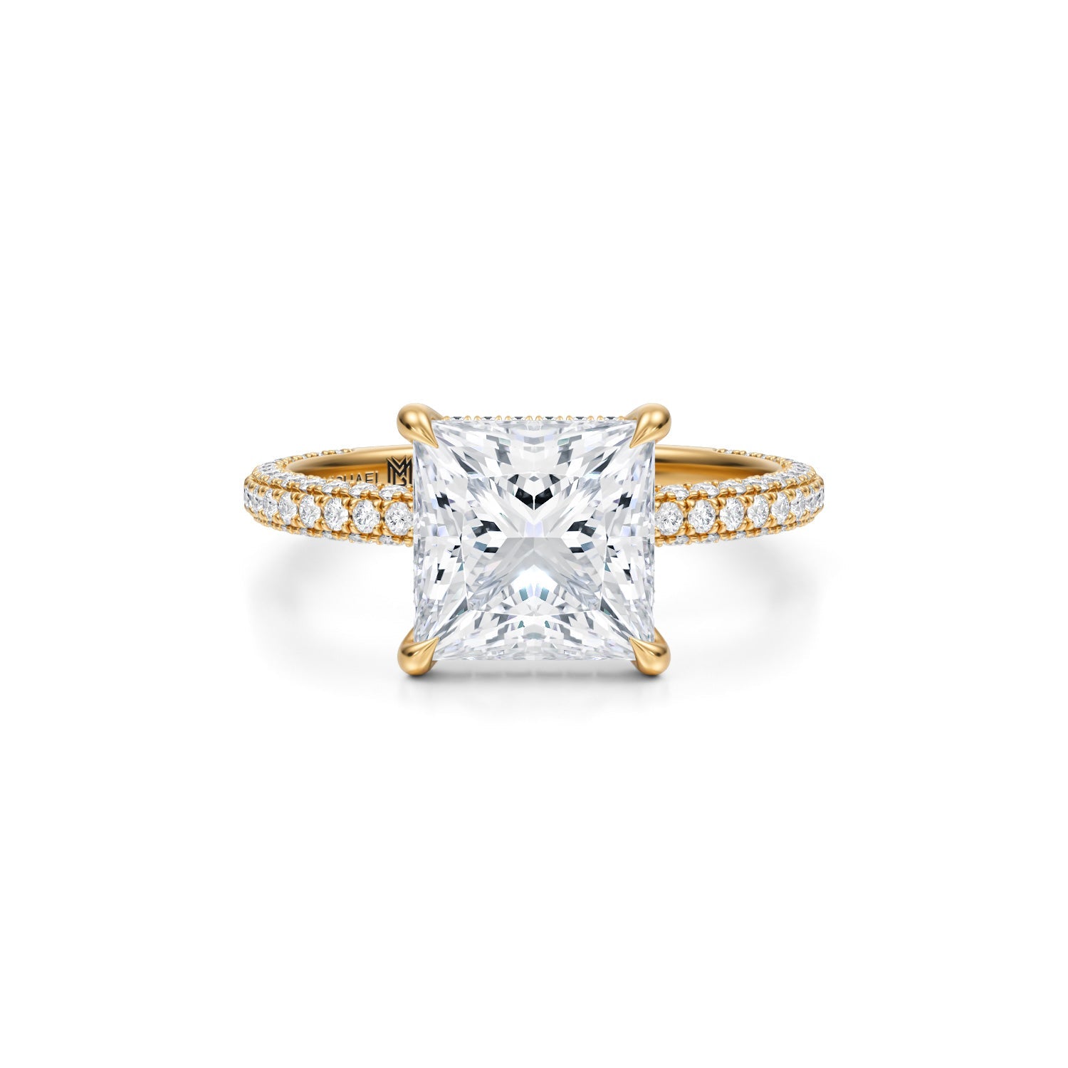 Princess Pave Basket With Trio Pave Ring (1.00 Carat E-VVS2) - Michael Gabriels