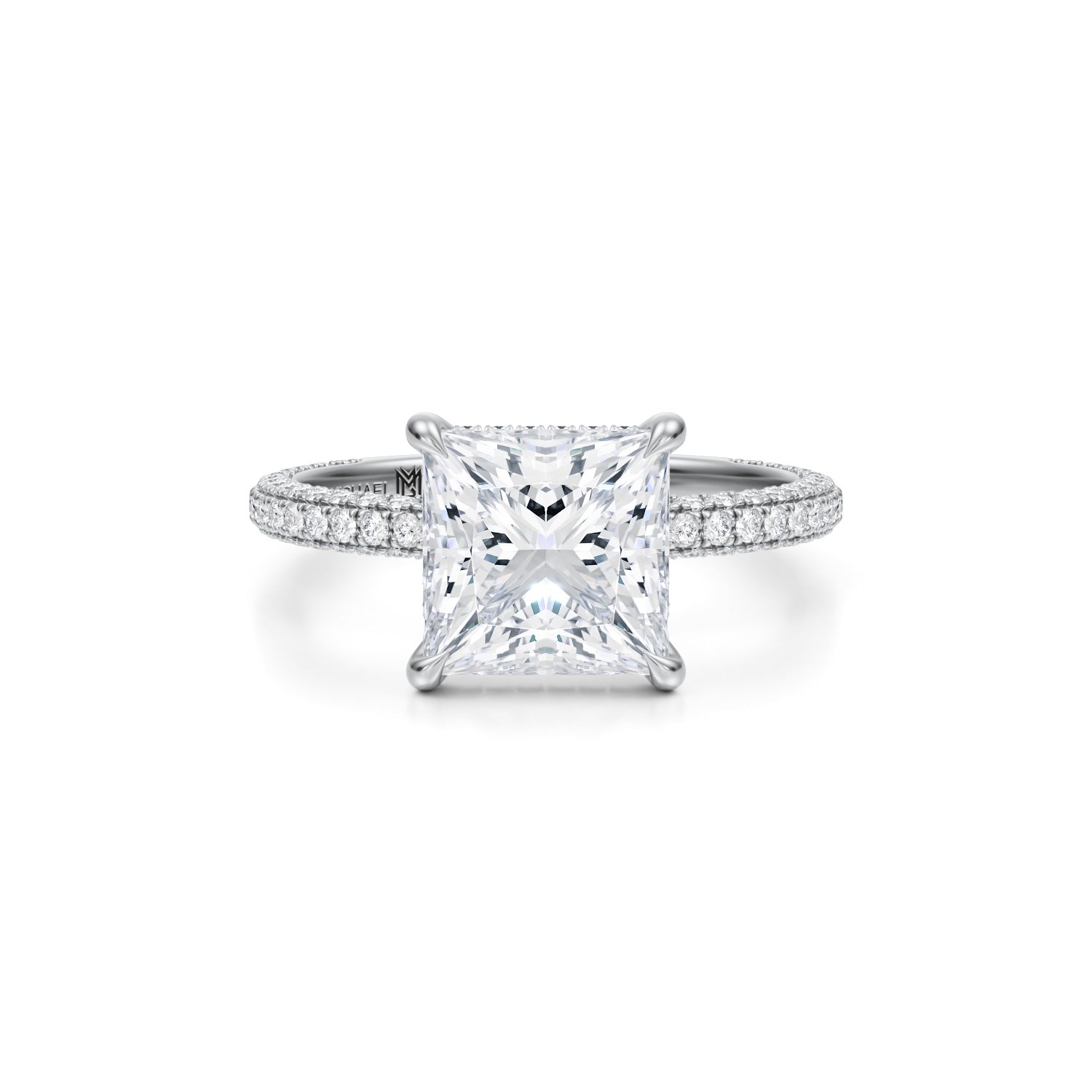 Princess Pave Basket With Trio Pave Ring (2.00 Carat D-VS1) - Michael Gabriels