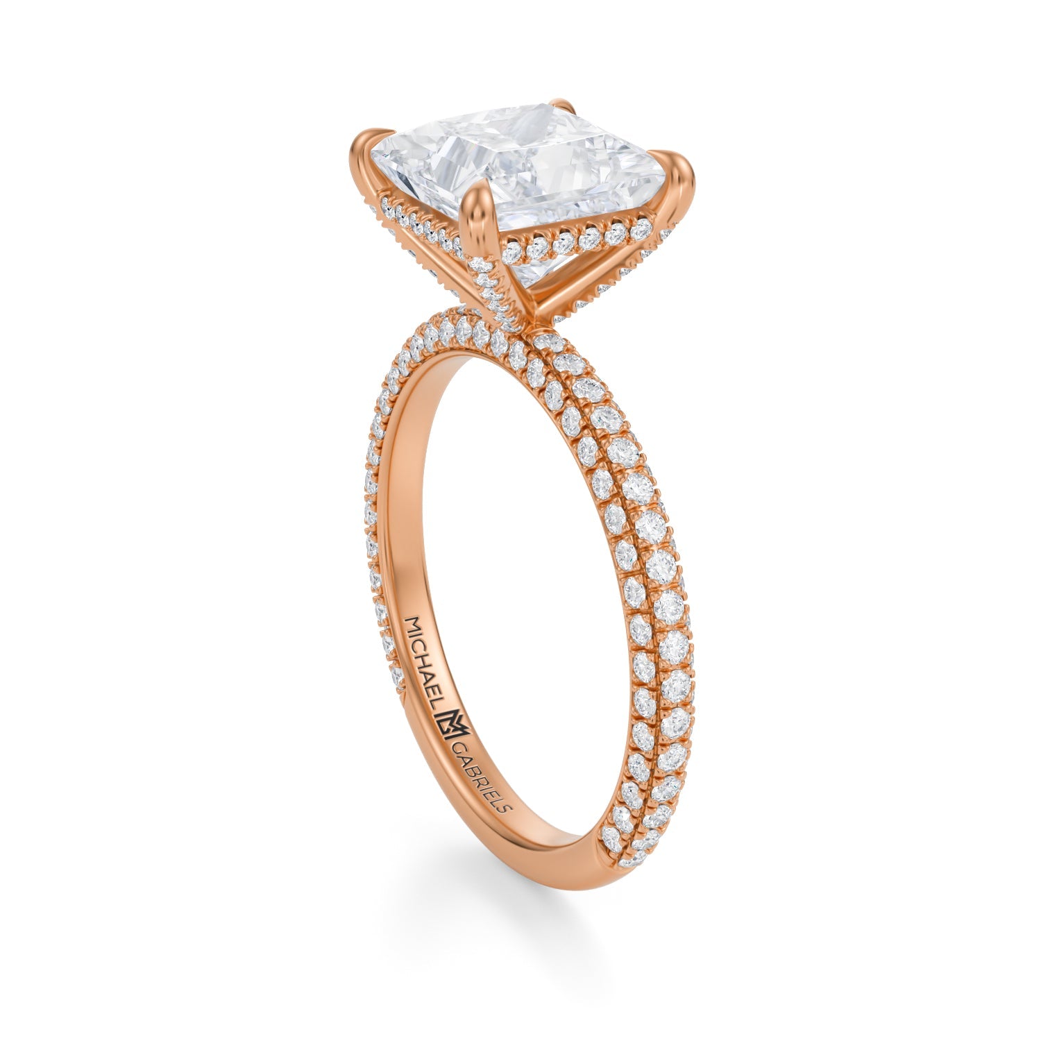 Princess Pave Basket With Trio Pave Ring (3.40 Carat D-VS1) - Michael Gabriels