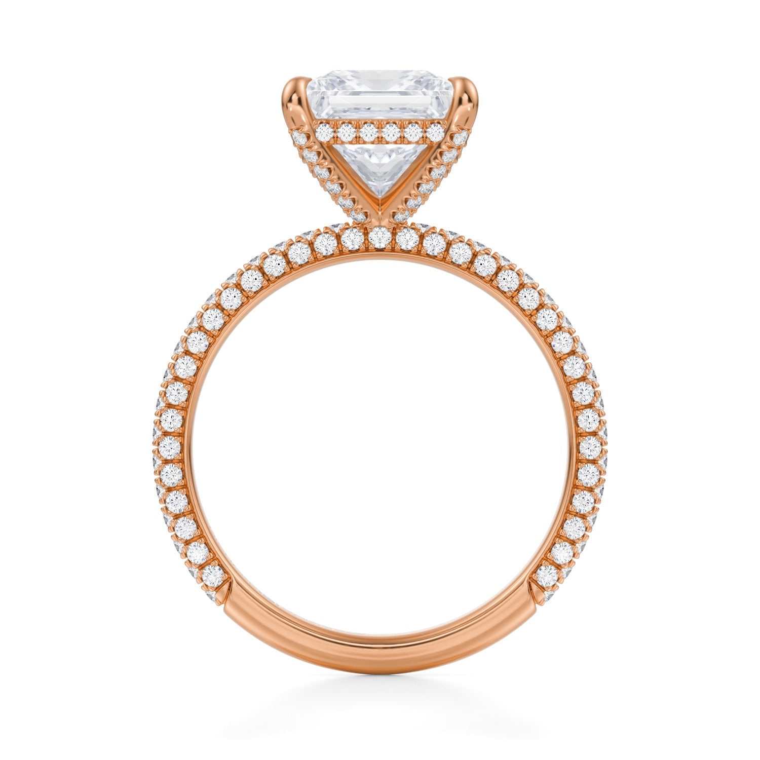 Princess Pave Basket With Trio Pave Ring (3.70 Carat G-VVS2) - Michael Gabriels