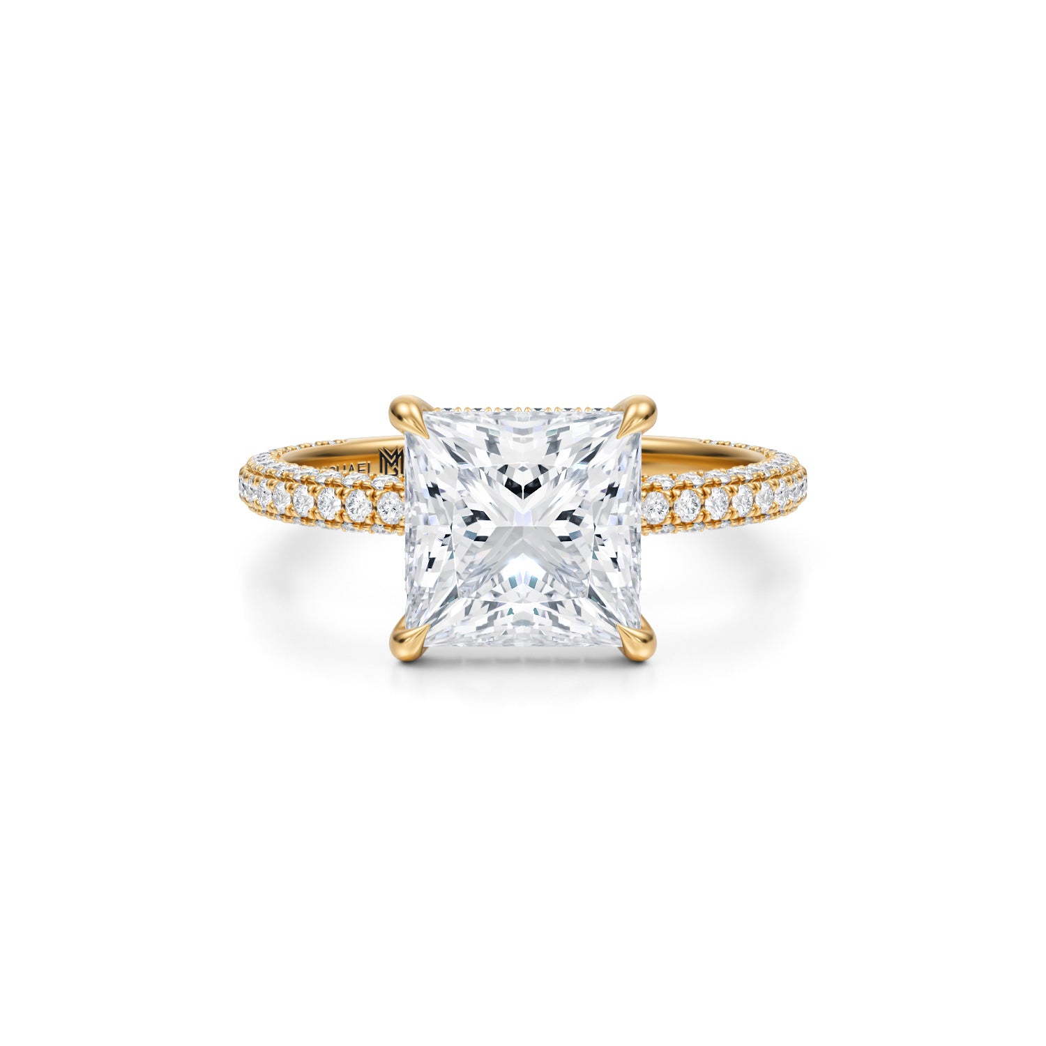 Princess Pave Basket With Trio Pave Ring - Michael Gabriels