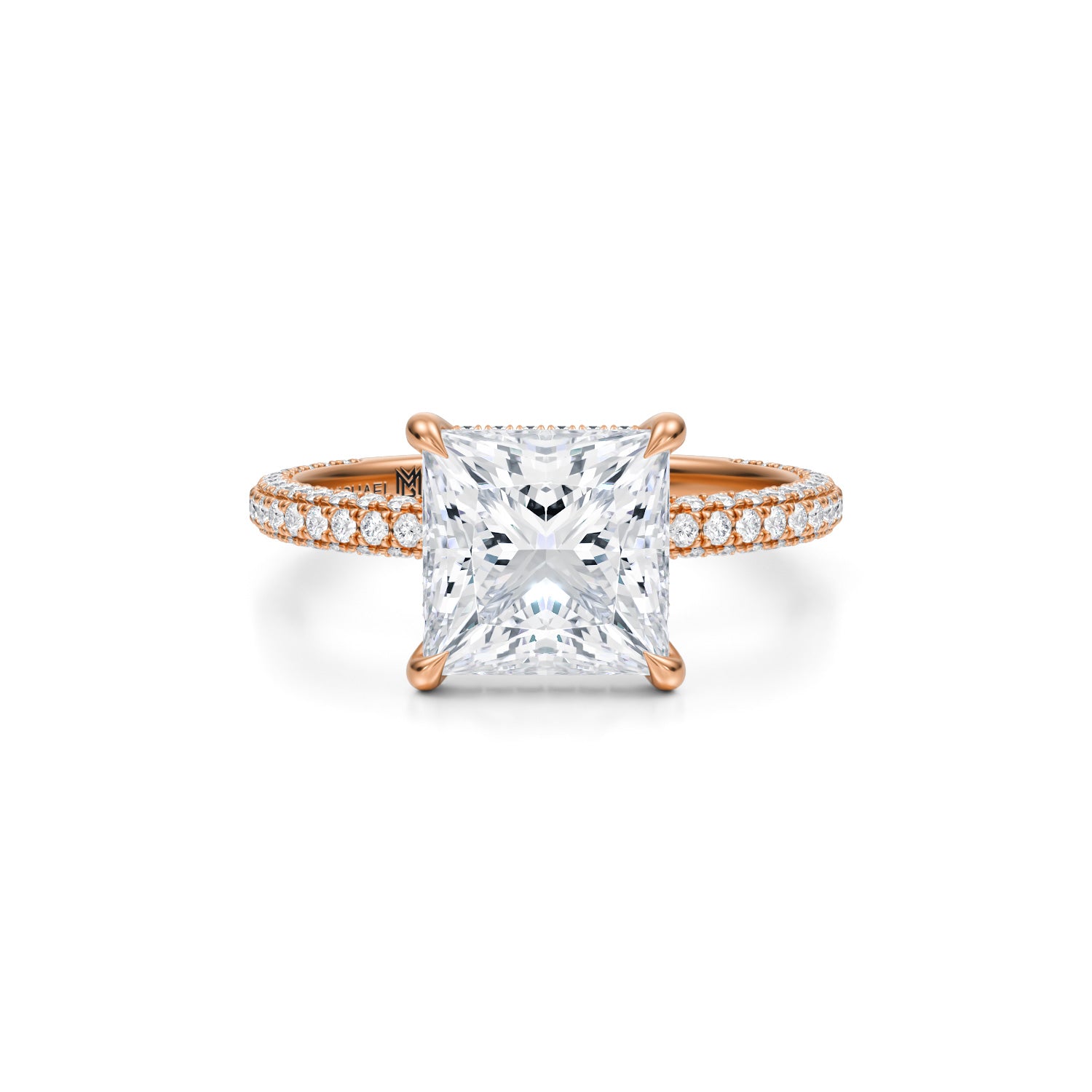 Princess Pave Basket With Trio Pave Ring - Michael Gabriels