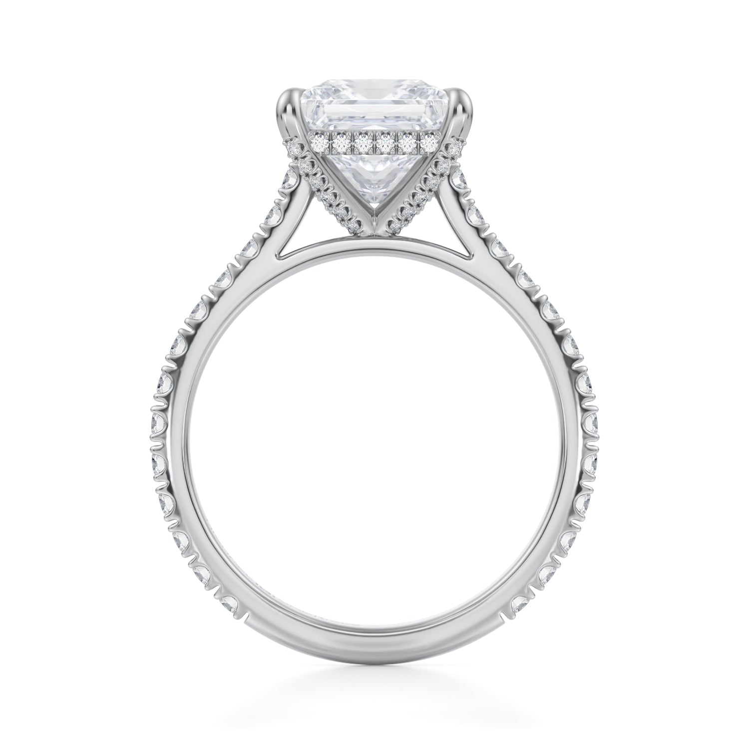 Princess Pave Cathedral Ring With Pave Basket (1.70 Carat G-VVS2) - Michael Gabriels