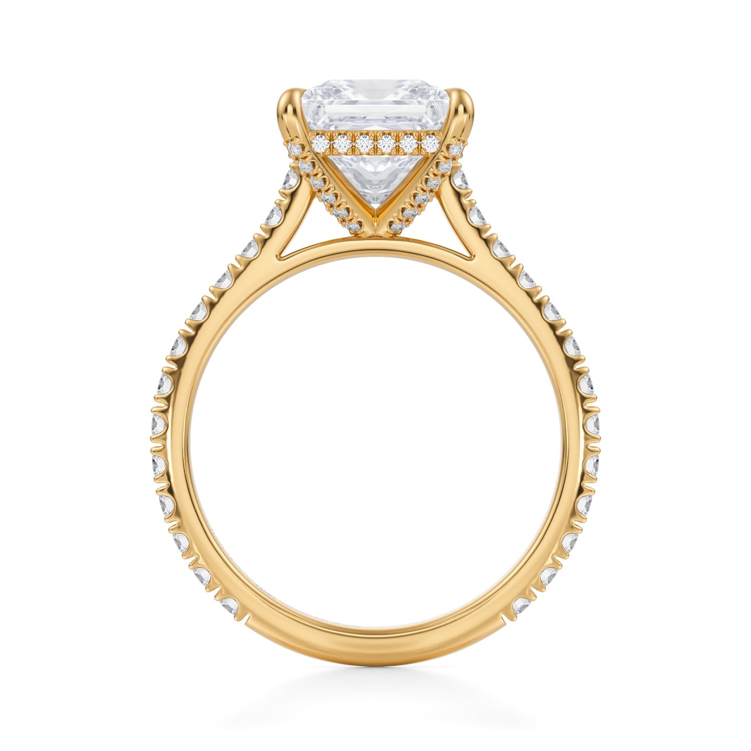Princess Pave Cathedral Ring With Pave Basket (2.70 Carat F-VVS2) - Michael Gabriels