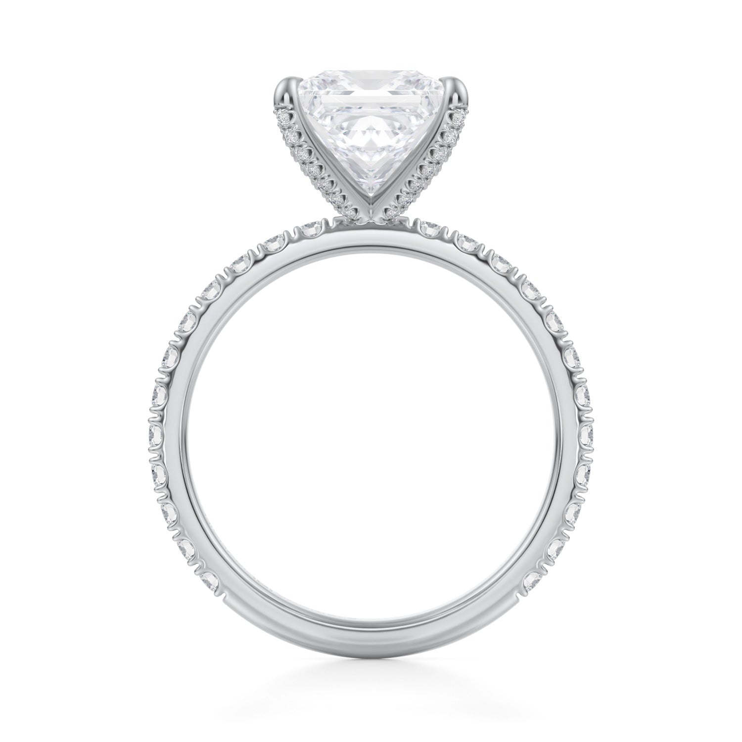 Princess Pave Ring With Pave Prongs (3.00 Carat F-VVS2) - Michael Gabriels