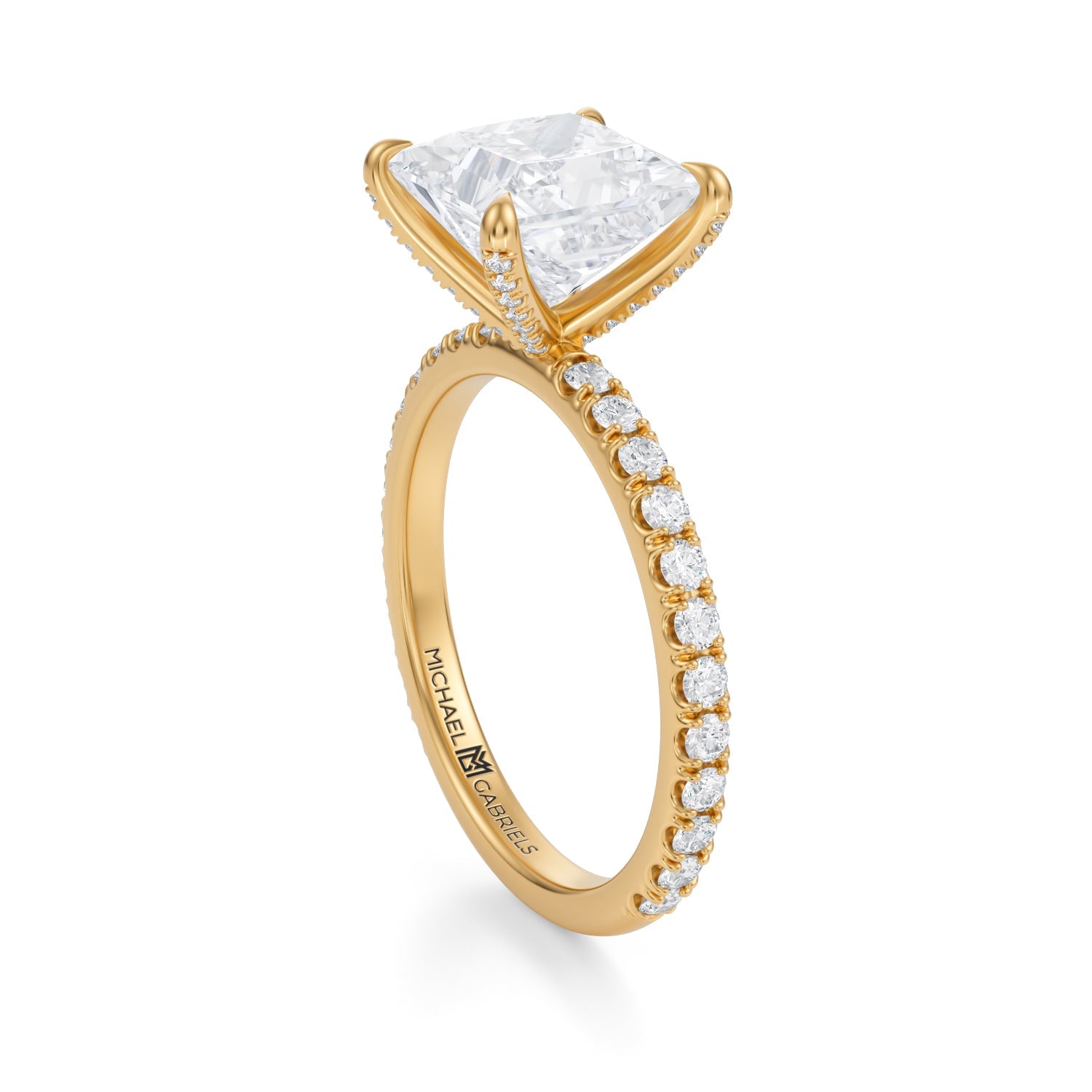 Princess Pave Ring With Pave Prongs (3.50 Carat G-VS1) - Michael Gabriels