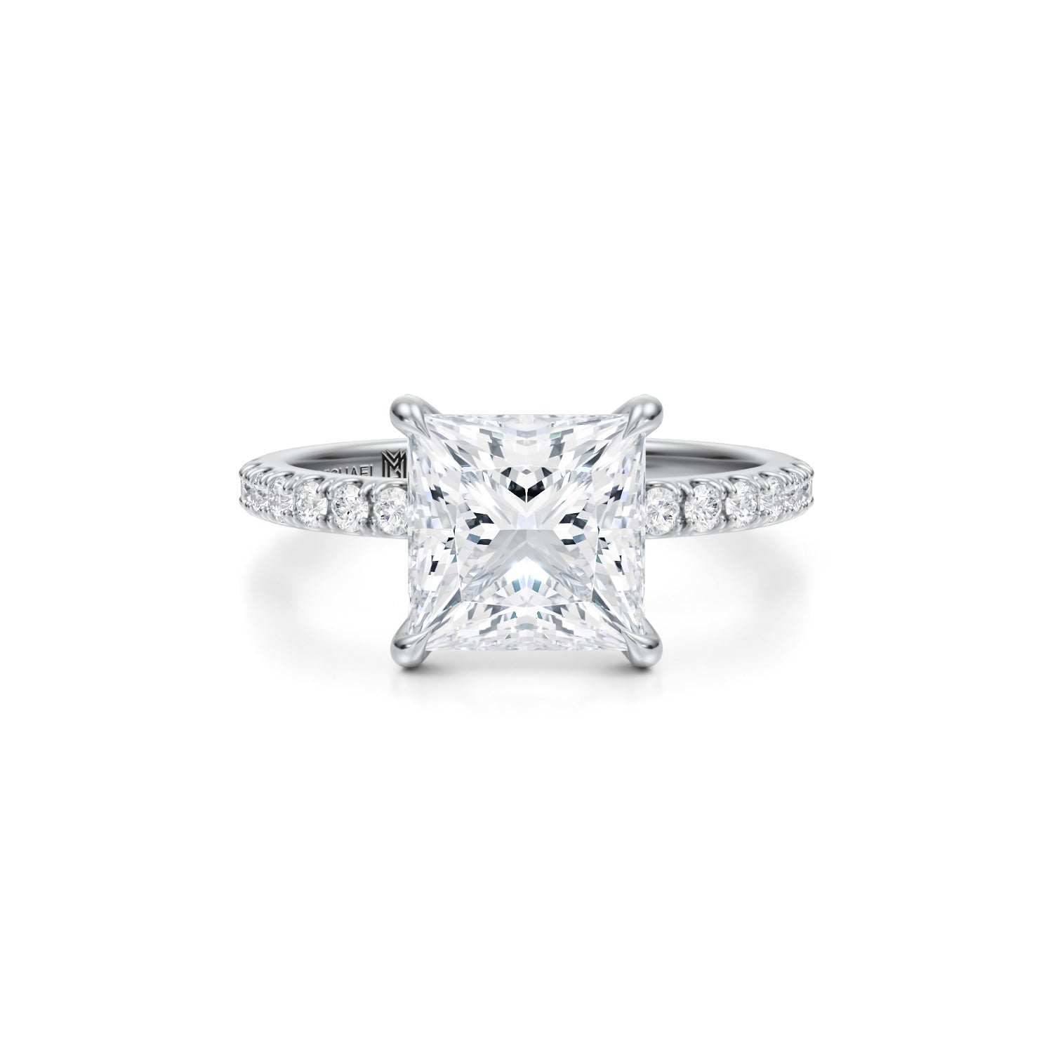 Princess Pave Ring With Pave Prongs (3.70 Carat G-VVS2) - Michael Gabriels