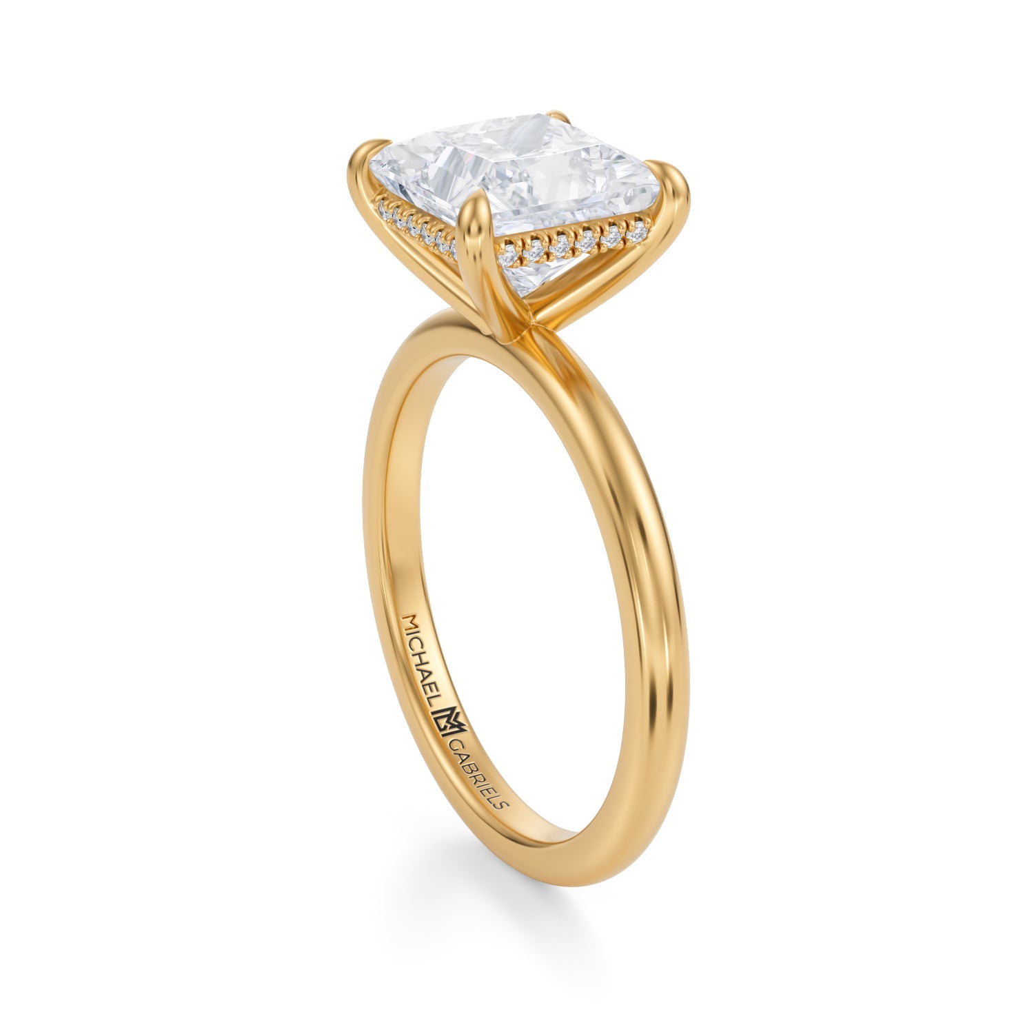 Princess Solitaire Ring With Invisible Halo (2.40 Carat E-VS1) - Michael Gabriels