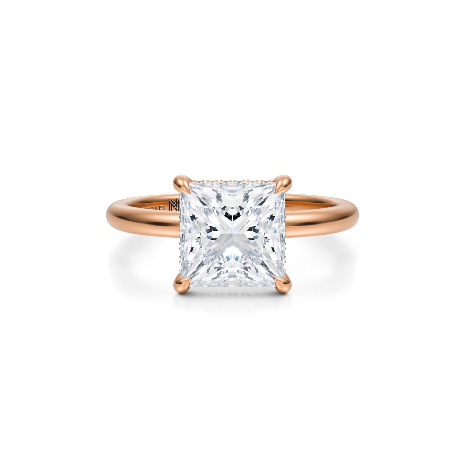 Princess Solitaire Ring With Invisible Halo (2.50 Carat E-VVS2) - Michael Gabriels