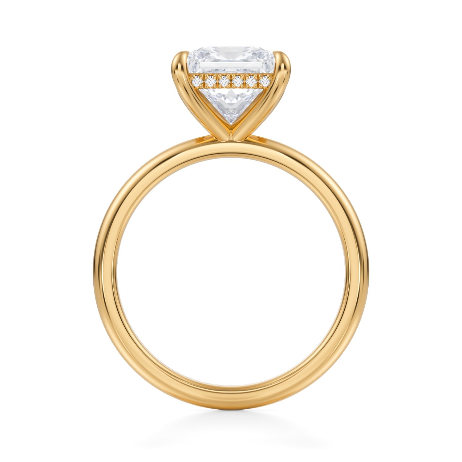 Princess Solitaire Ring With Invisible Halo (3.40 Carat E-VVS2) - Michael Gabriels