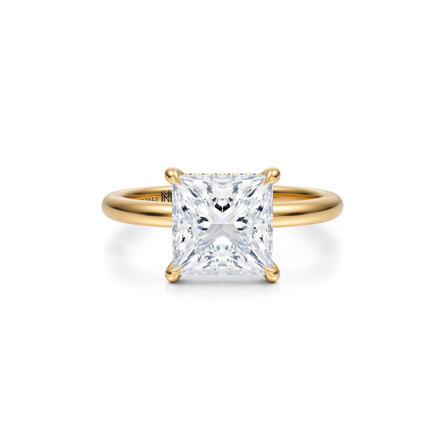 Princess Solitaire Ring With Pave Basket (2.00 Carat E-VVS2) - Michael Gabriels
