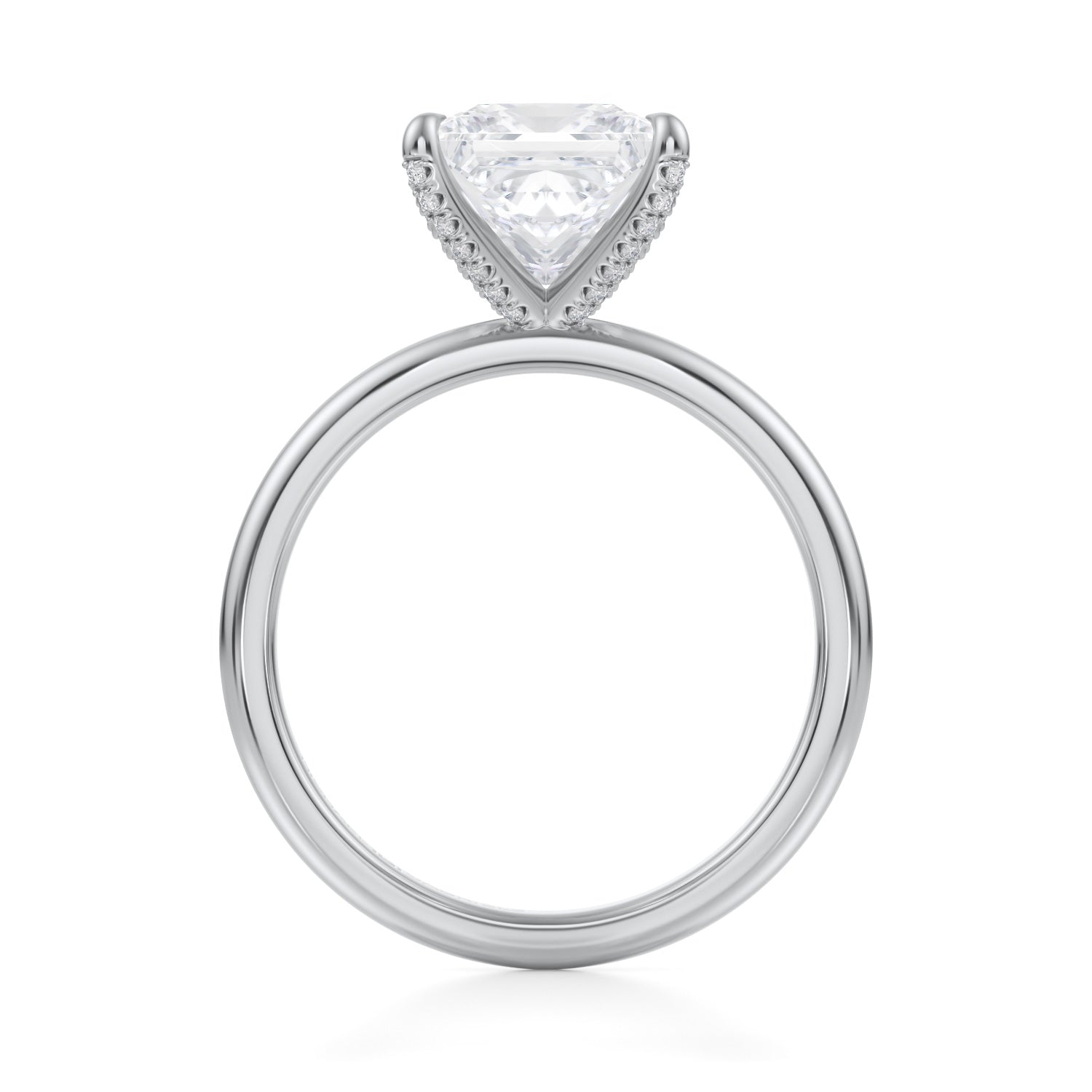 Princess Solitaire Ring With Pave Prongs (1.40 Carat E-VS1) - Michael Gabriels