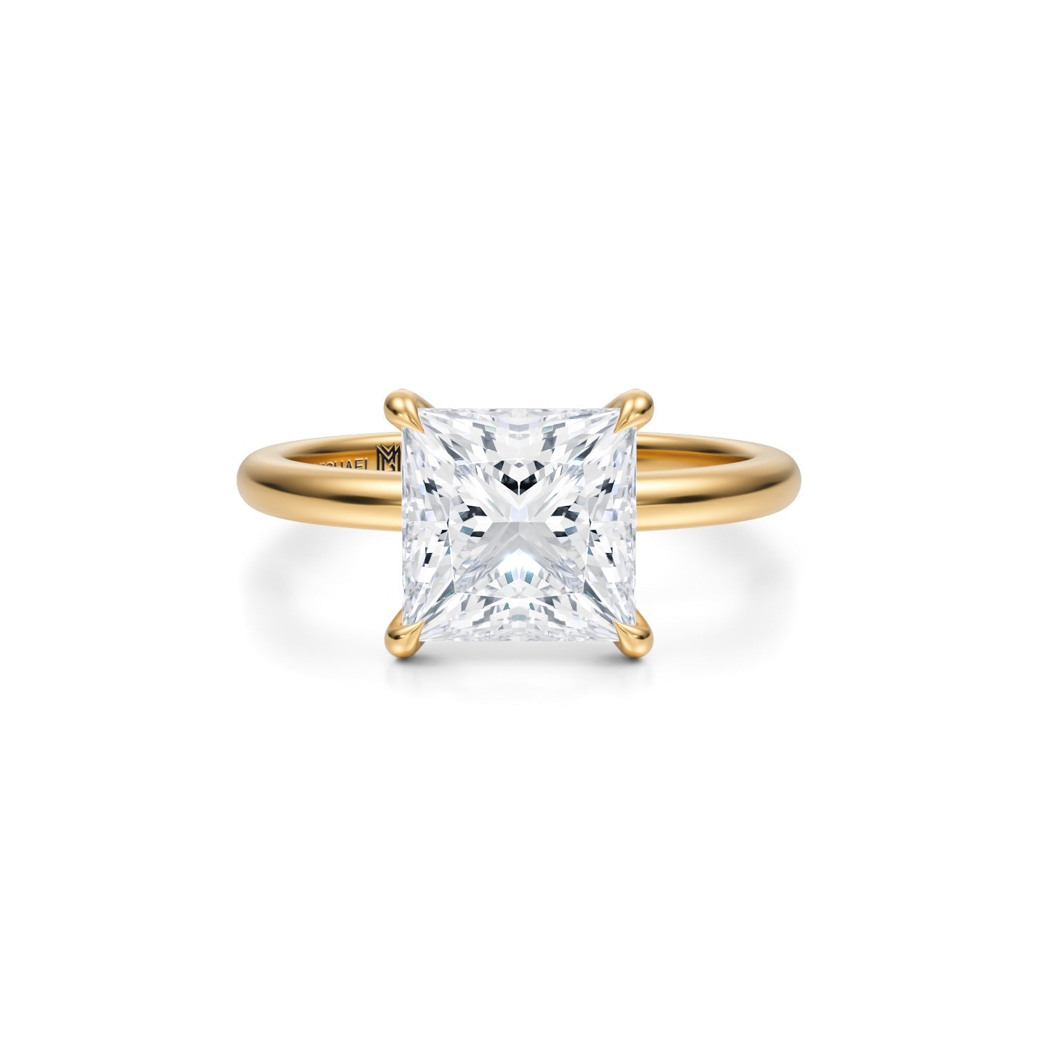 Princess Solitaire Ring With Pave Prongs (2.20 Carat E-VVS2) - Michael Gabriels