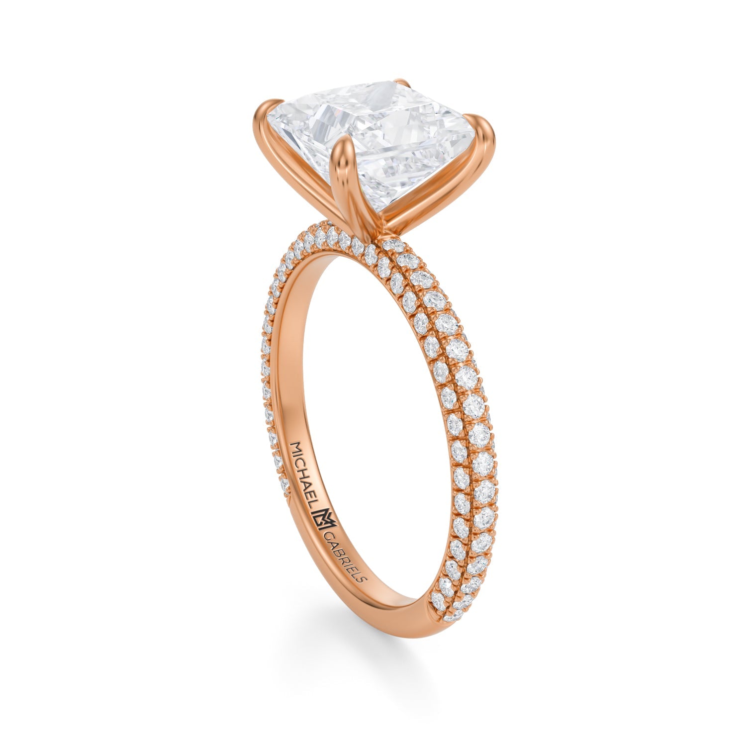 Princess Trio Pave Ring (1.00 Carat G-VVS2) - Michael Gabriels