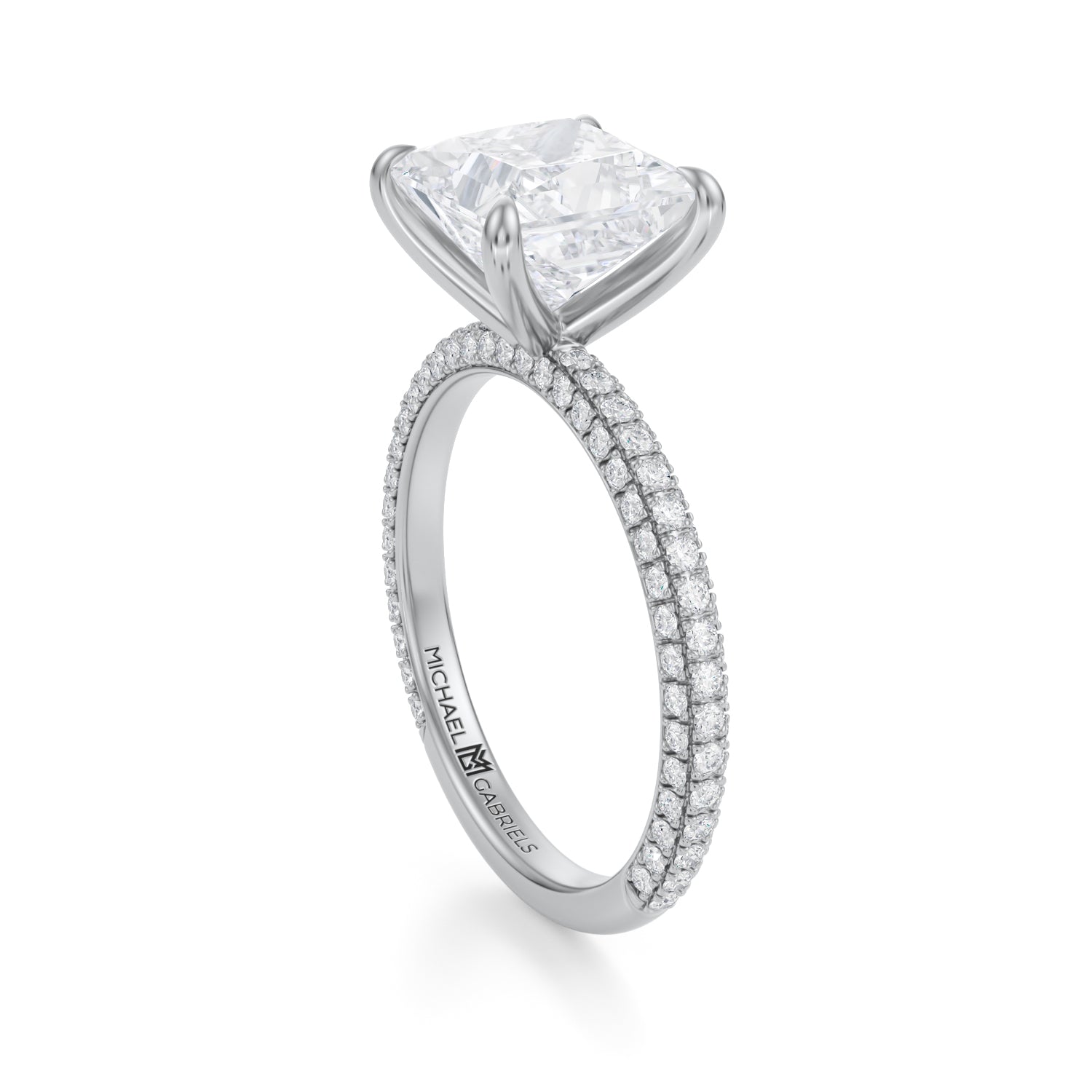 Princess Trio Pave Ring (3.00 Carat D-VVS2) - Michael Gabriels