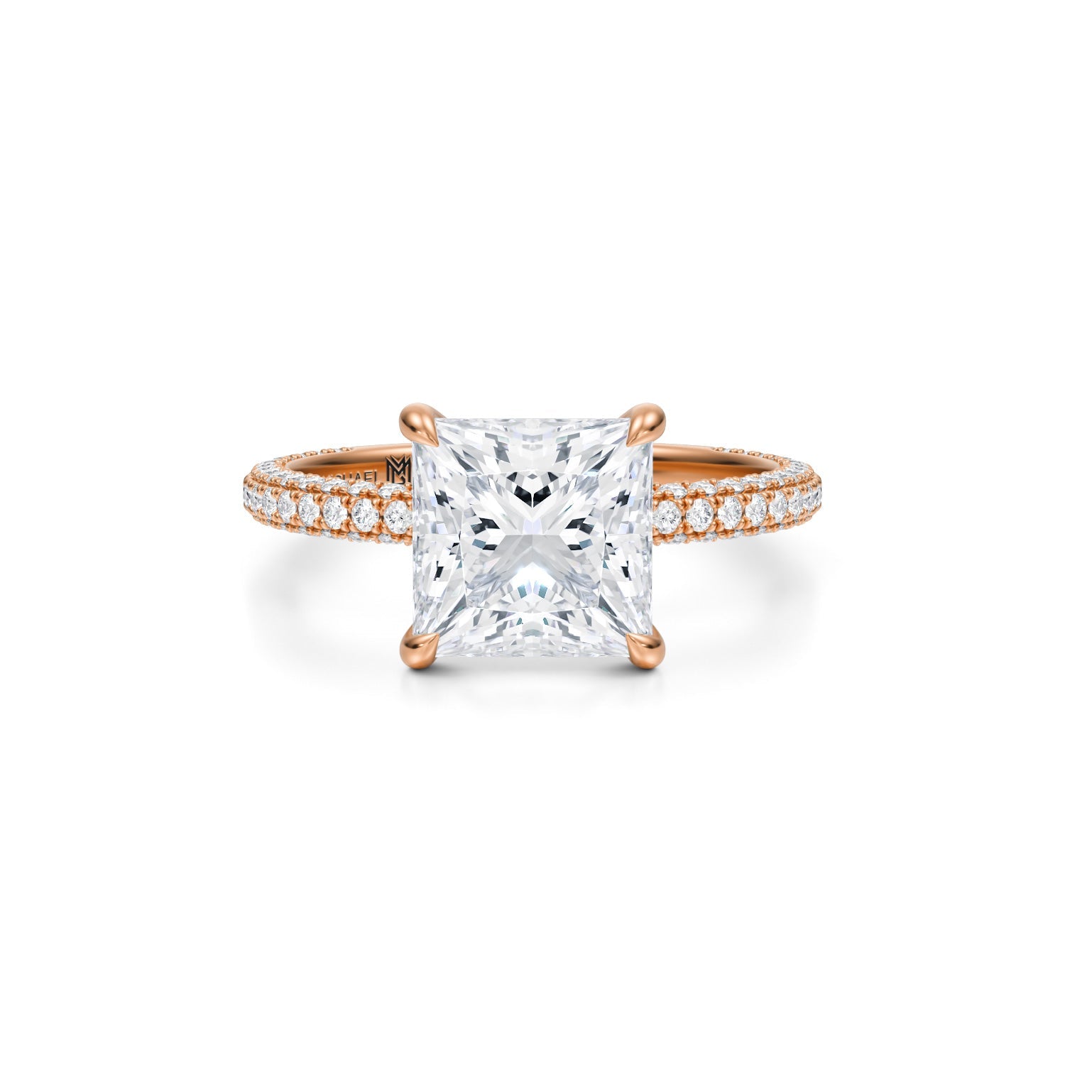 Princess Trio Pave Ring (3.50 Carat E-VS1) - Michael Gabriels