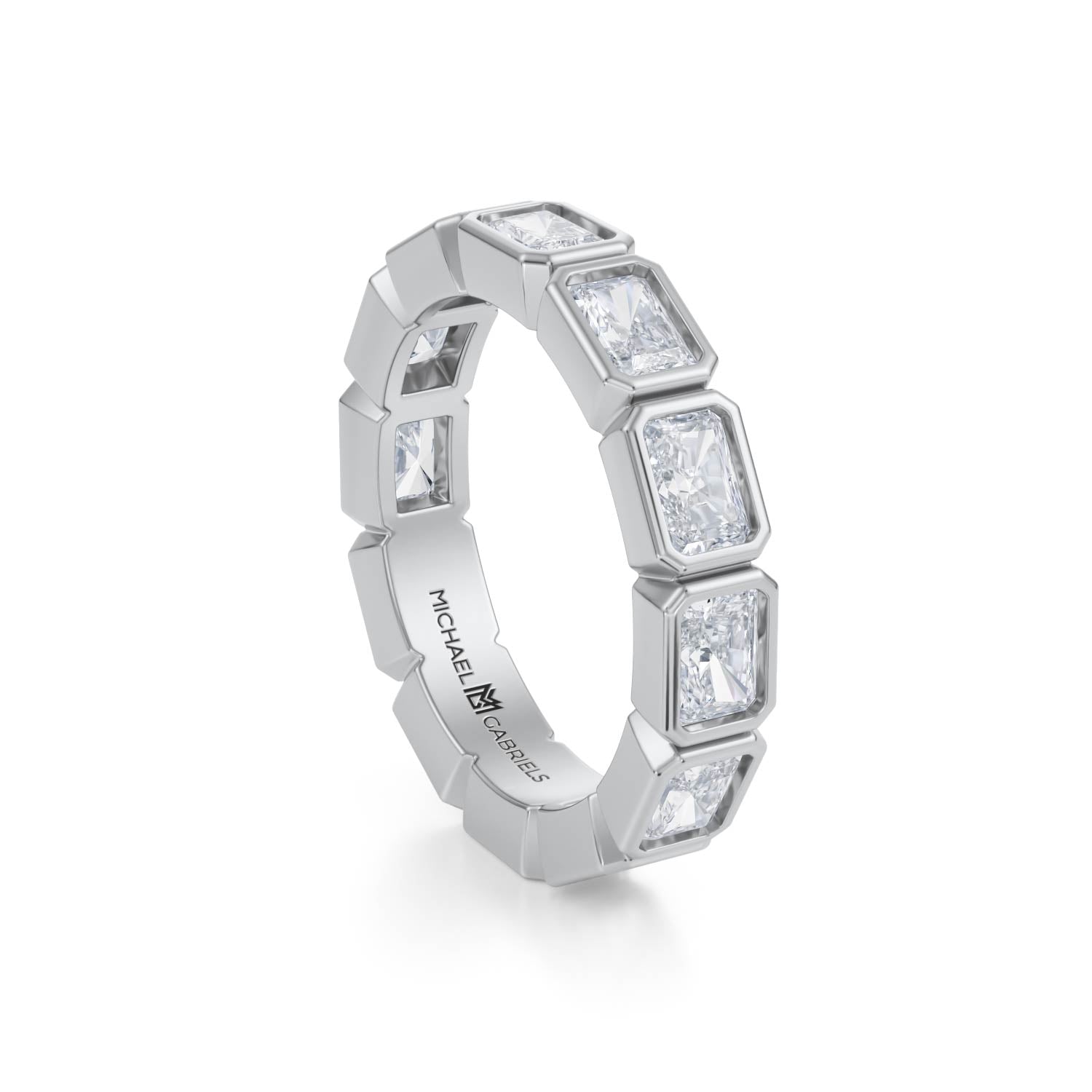 Radiant Bezel Lab Grown Diamond Horizontal Eternity Band - Small - Michael Gabriels