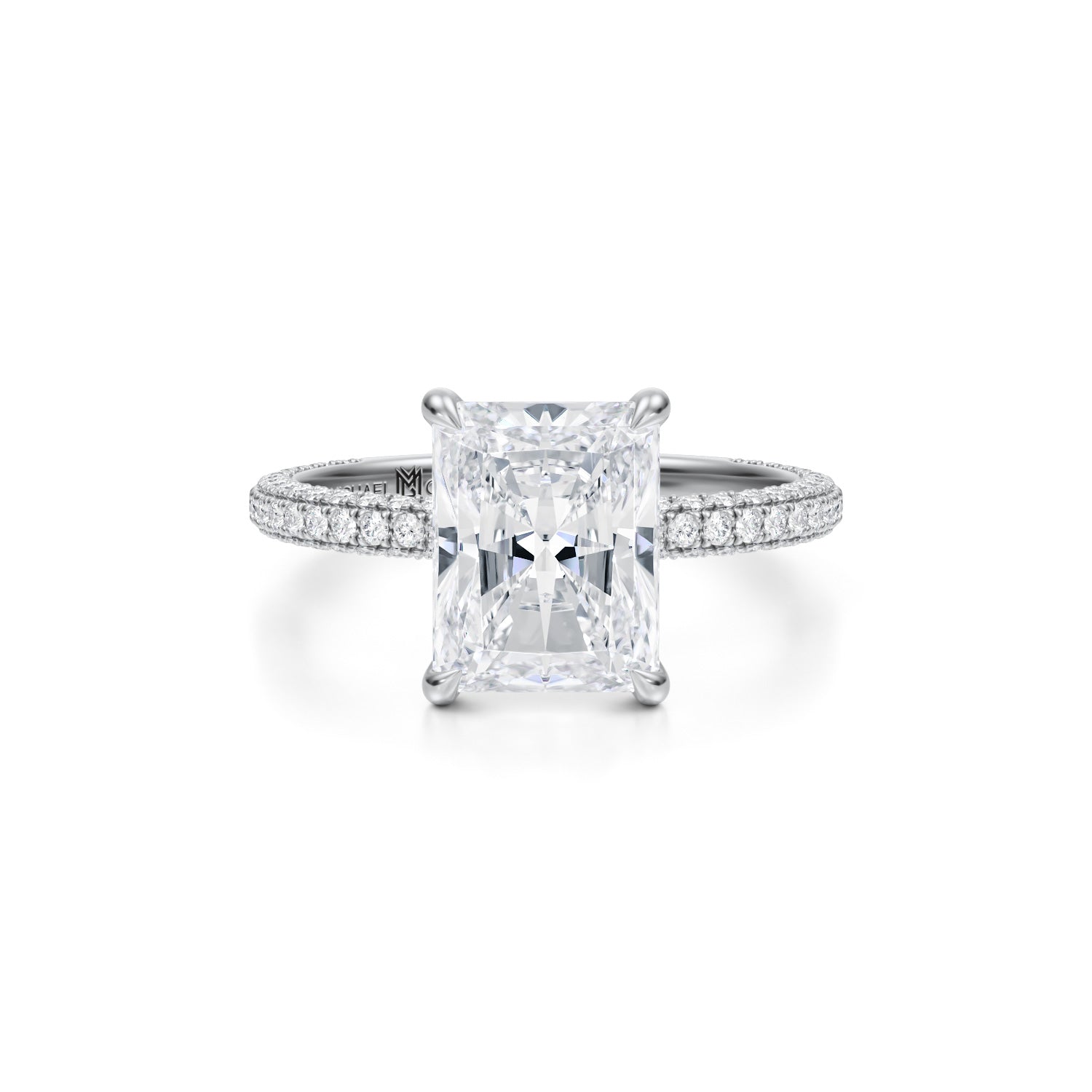 Radiant Double Edge Halo With Cathedral Pave Ring (2.70 Carat E-VVS2) - Michael Gabriels