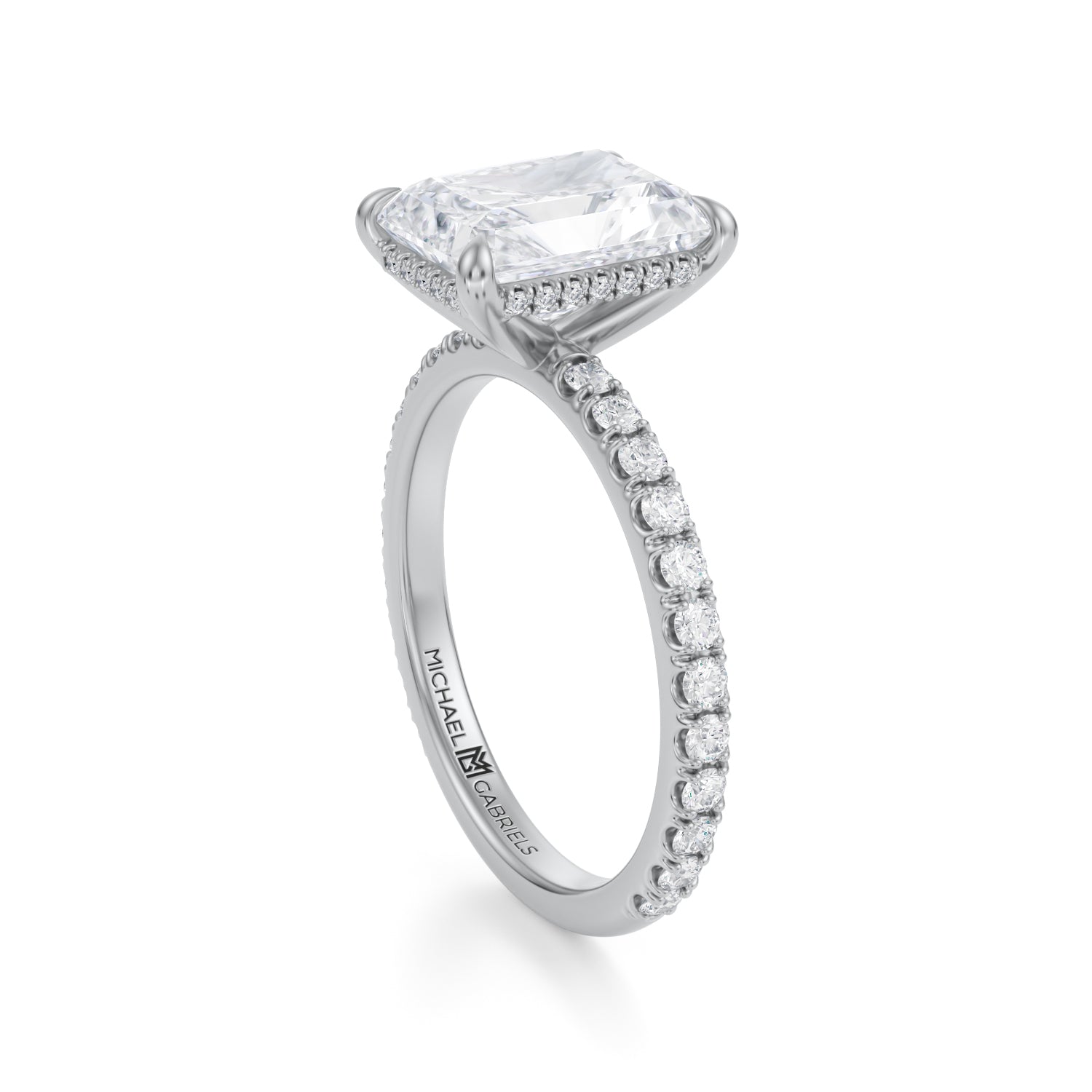 Radiant Invisible Halo With Pave Ring (1.20 Carat D-VVS2) - Michael Gabriels