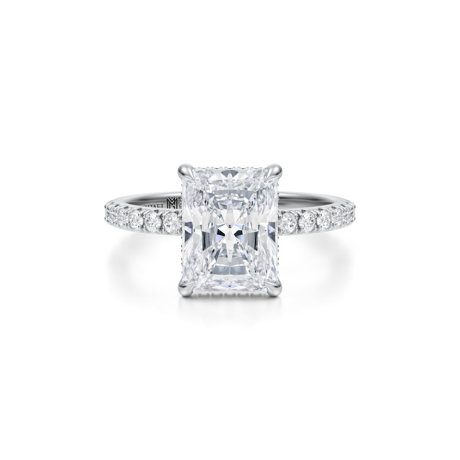 Radiant Invisible Halo With Pave Ring (1.50 Carat F-VVS2) - Michael Gabriels