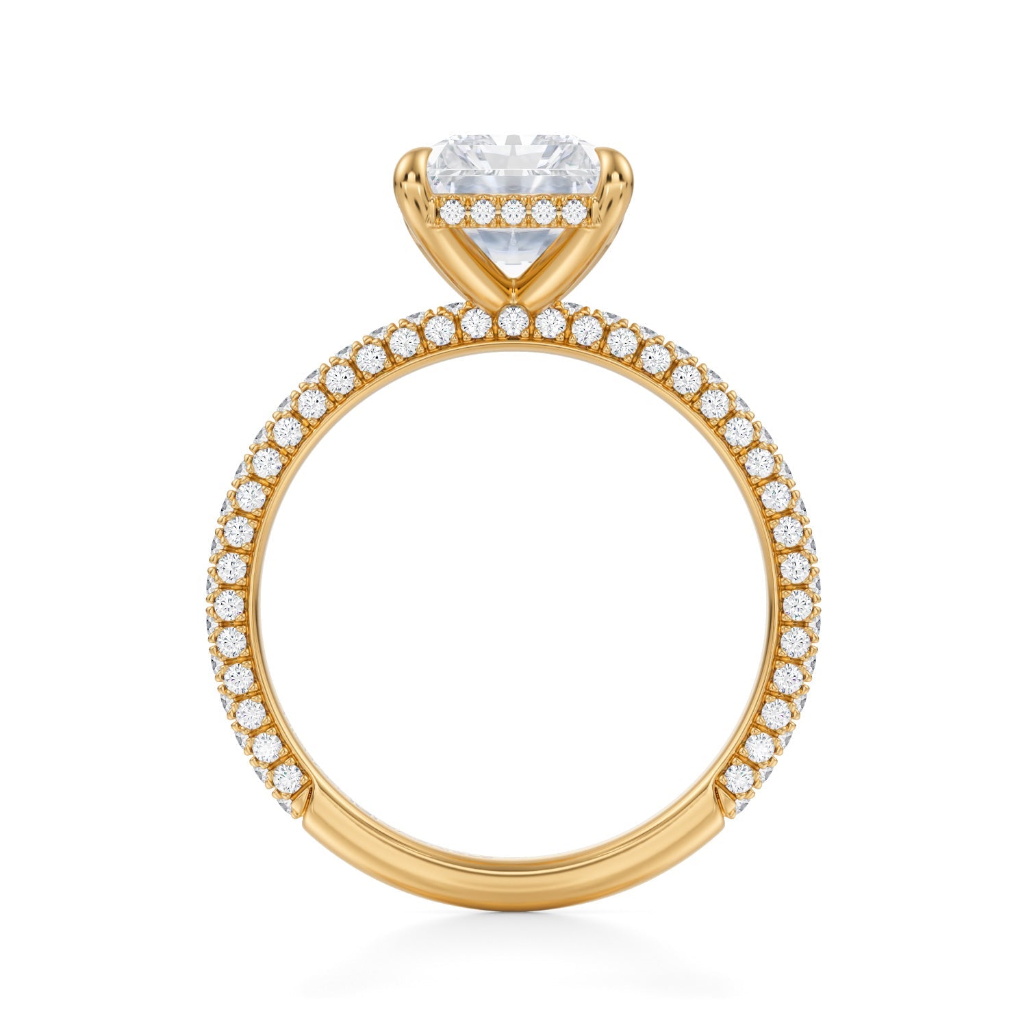 Radiant Invisible Halo With Trio Pave Ring (3.70 Carat F-VS1) - Michael Gabriels